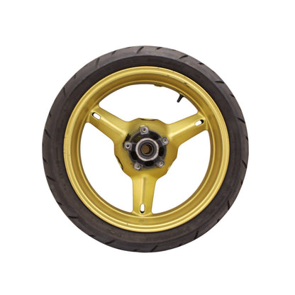 2003 2004 SUZUKI GSXR 1000 REAR WHEEL BACK RIM TIRE RUBBER YELLOW STOCK