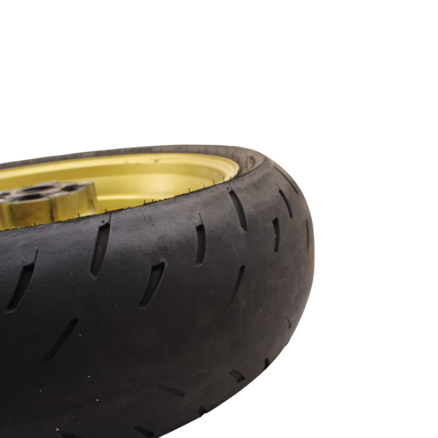 2003 2004 SUZUKI GSXR 1000 REAR WHEEL BACK RIM TIRE RUBBER YELLOW STOCK