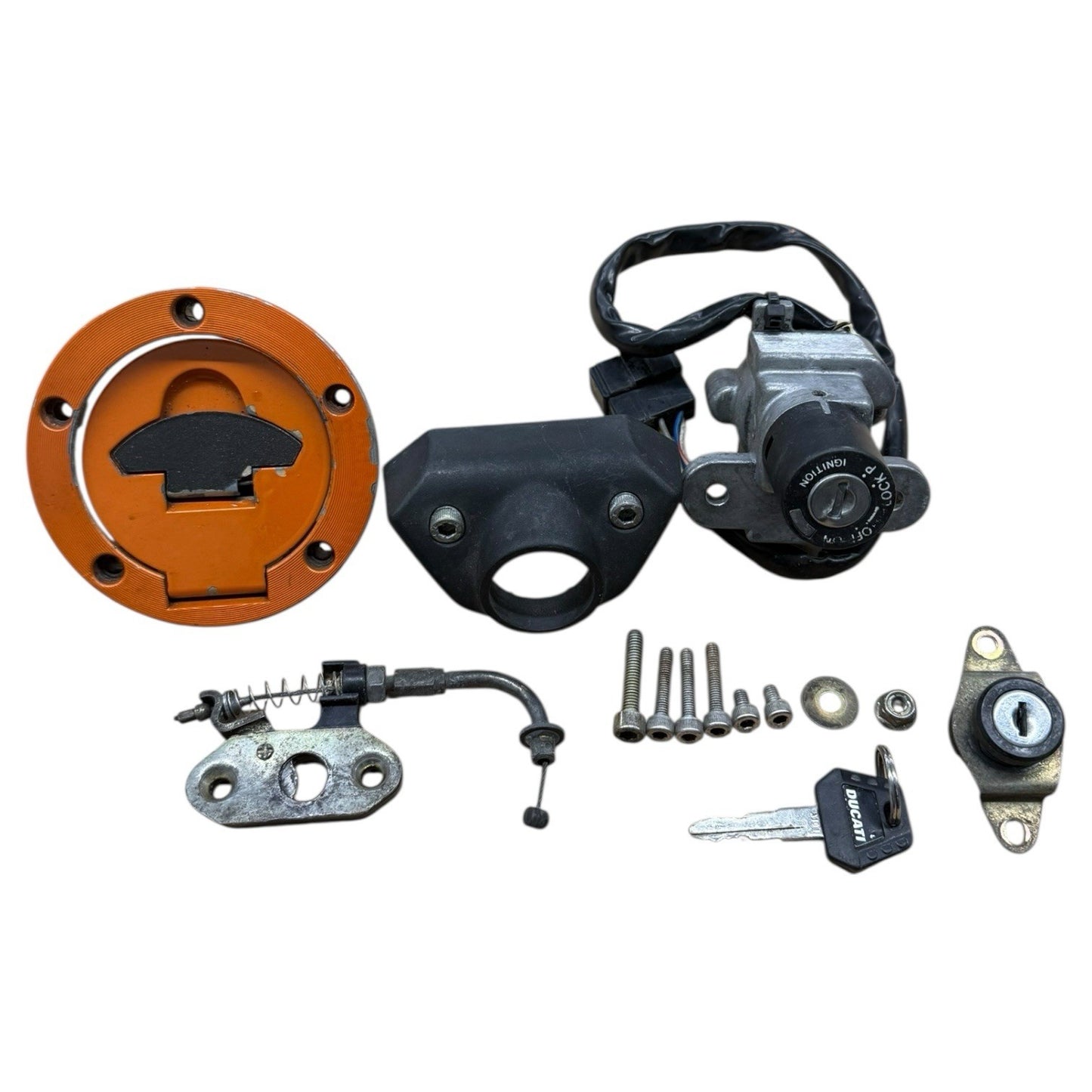 2001 DUCATI MONSTER 750 IGNITION SET LOCK KEY GAS CAP SEAT LOCK KEY STOCK