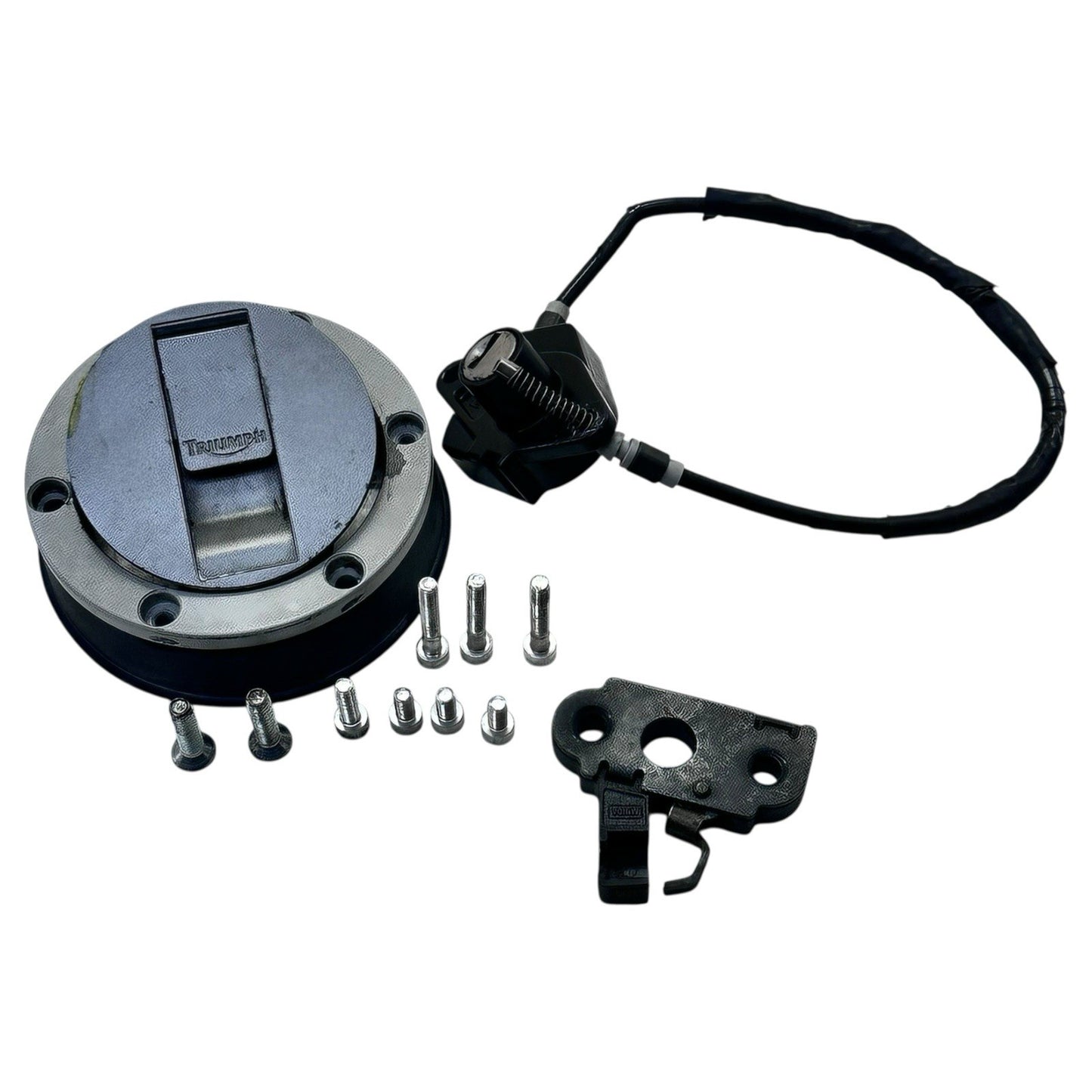 2006 - 2008 TRIUMPH DAYTON GAS CAP SEAT LOCK SET BOLTS BRACKET STOCK OEM