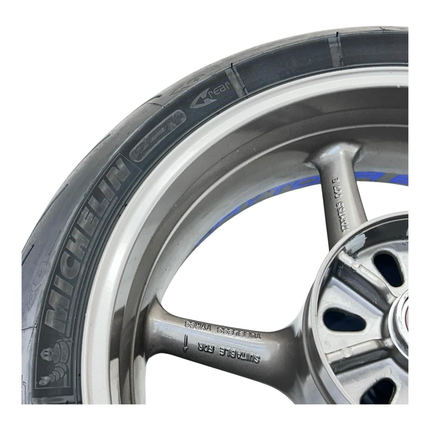 2006 - 2008 TRIUMPH DAYTONA 675 REAR WHEEL BACK RIM TIRE RUBBER HUB GREY OEM