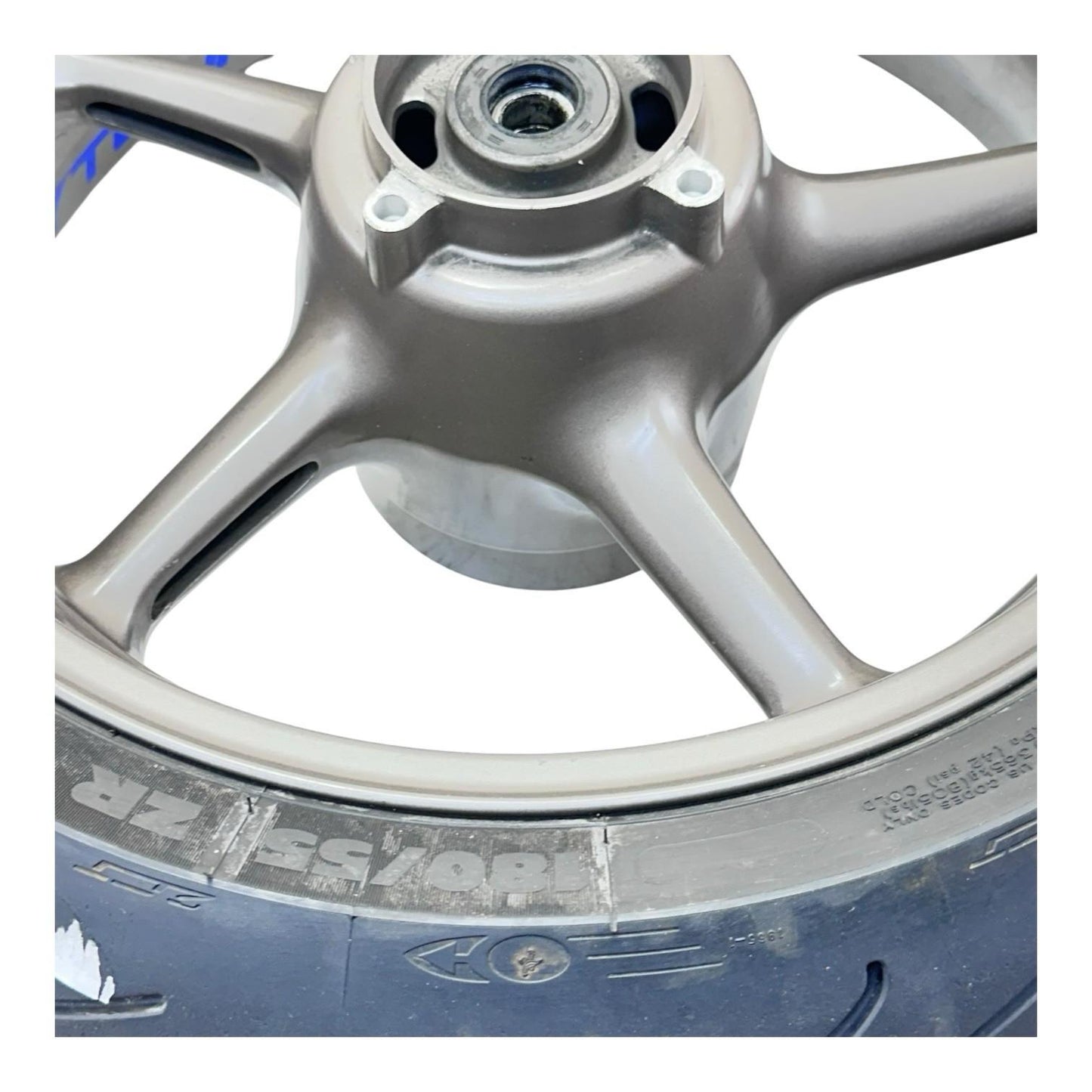 2006 - 2008 TRIUMPH DAYTONA 675 REAR WHEEL BACK RIM TIRE RUBBER HUB GREY OEM