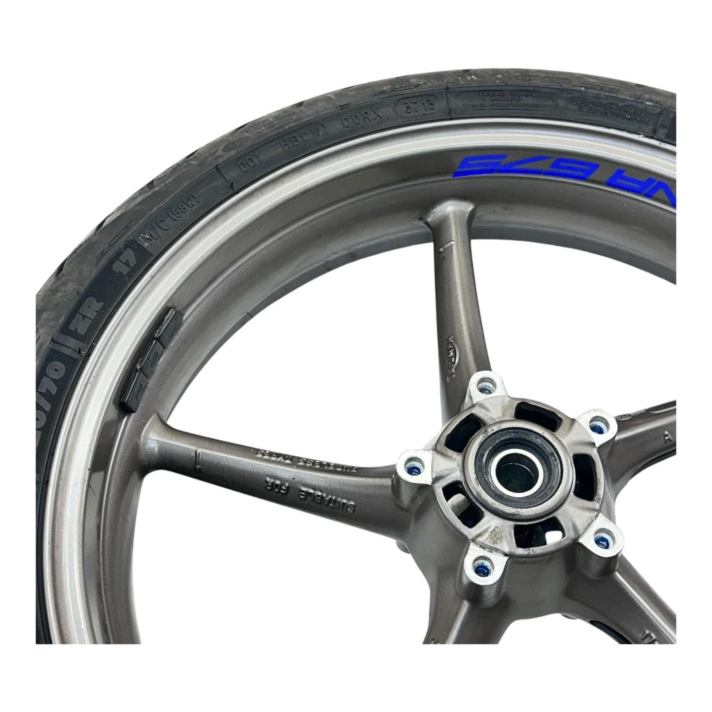 2006 - 2008 TRIUMPH DAYTONA 675 FRONT WHEEL RIM TIRE RUBBER GREY STOCK