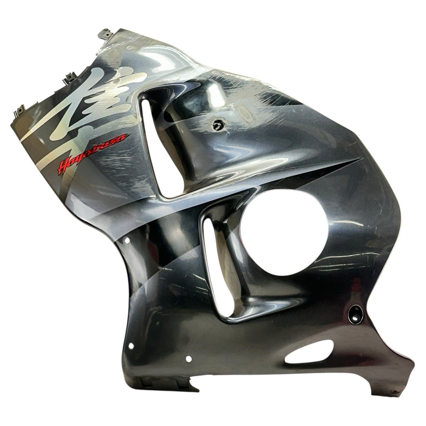 1999 - 2007 SUZUKI HAYABUSA LEFT SIDE MID FAIRING PLASTIC GREY STOCK *SCUFFED*