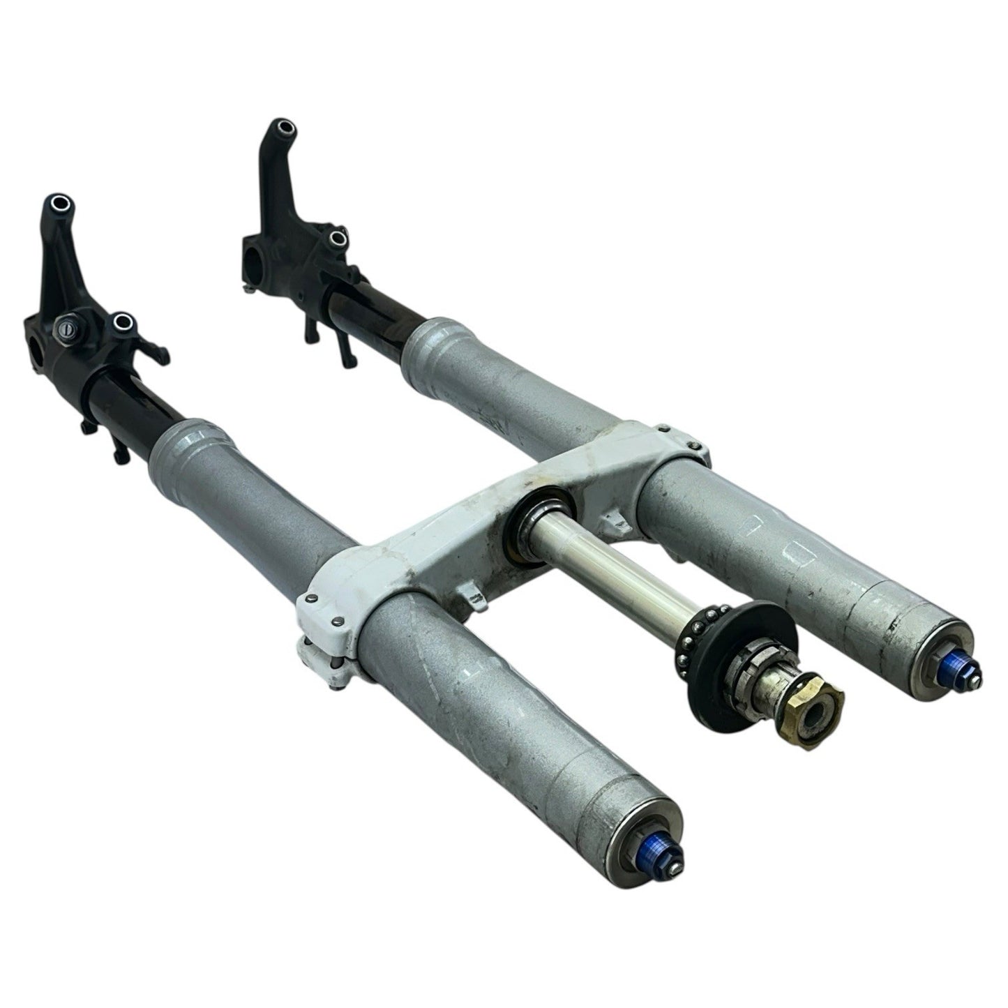 2007 2008 SUZUKI GSXR 1000 FORKS FRONT SUSPENSION TUBES TRIPLE TREE STEM SET