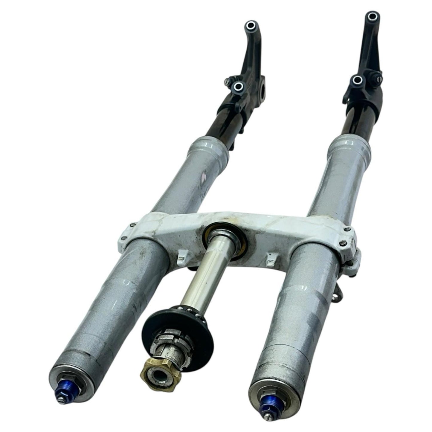 2007 2008 SUZUKI GSXR 1000 FORKS FRONT SUSPENSION TUBES TRIPLE TREE STEM SET