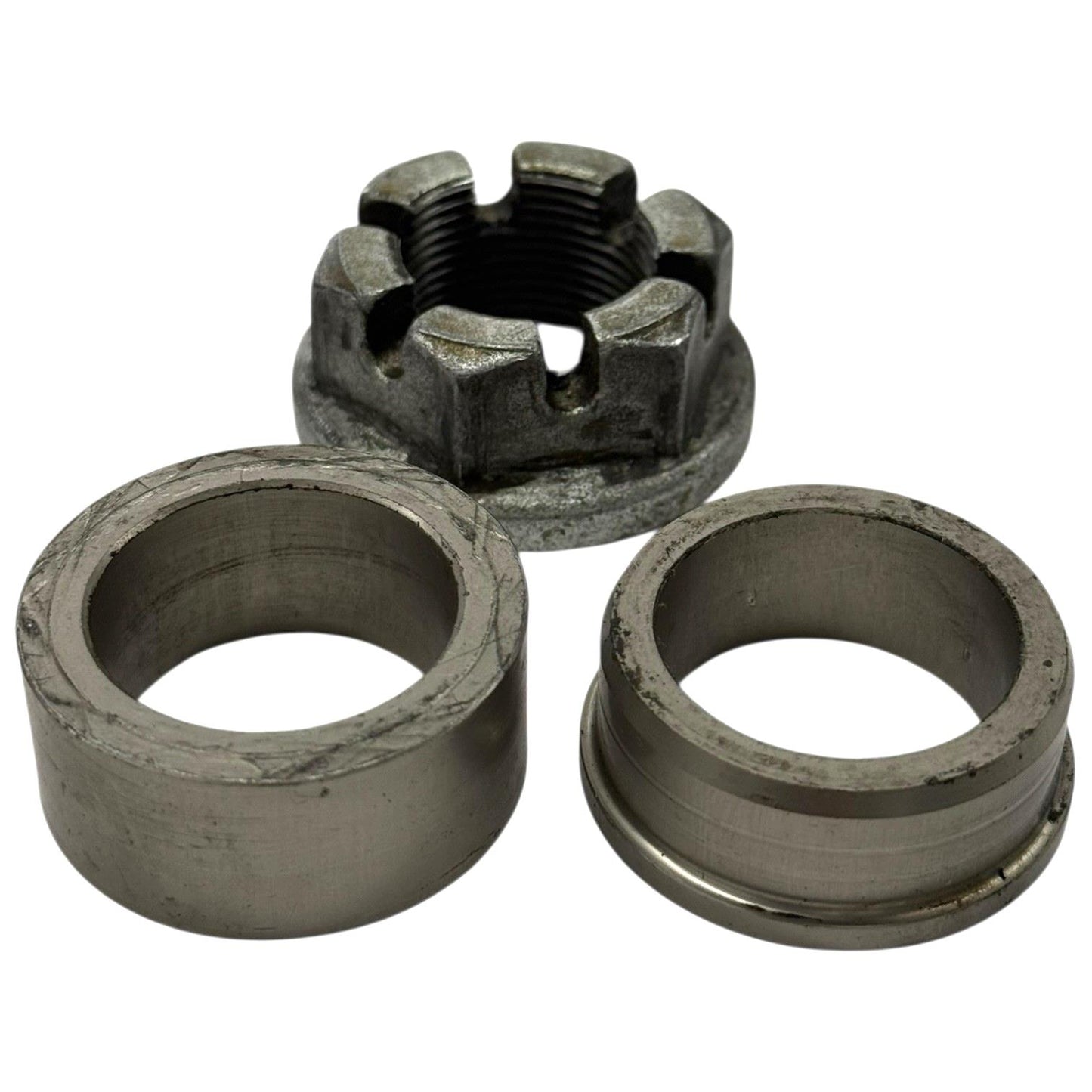 2008 2009 SUZUKI GSXR600 GSXR750 AXLE SPACER INSERTS TENSIONER AXLE NUT SILVER