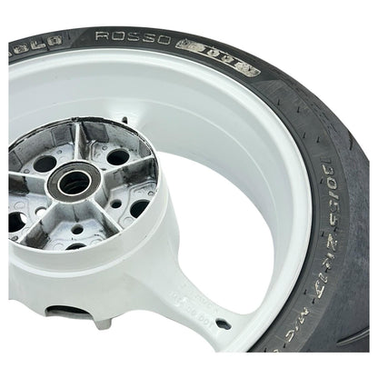 2007 2008 SUZUKI GSXR 1000 REAR WHEEL BACK RIM TIRE RUBBER HUB WHITE STOCK OEM
