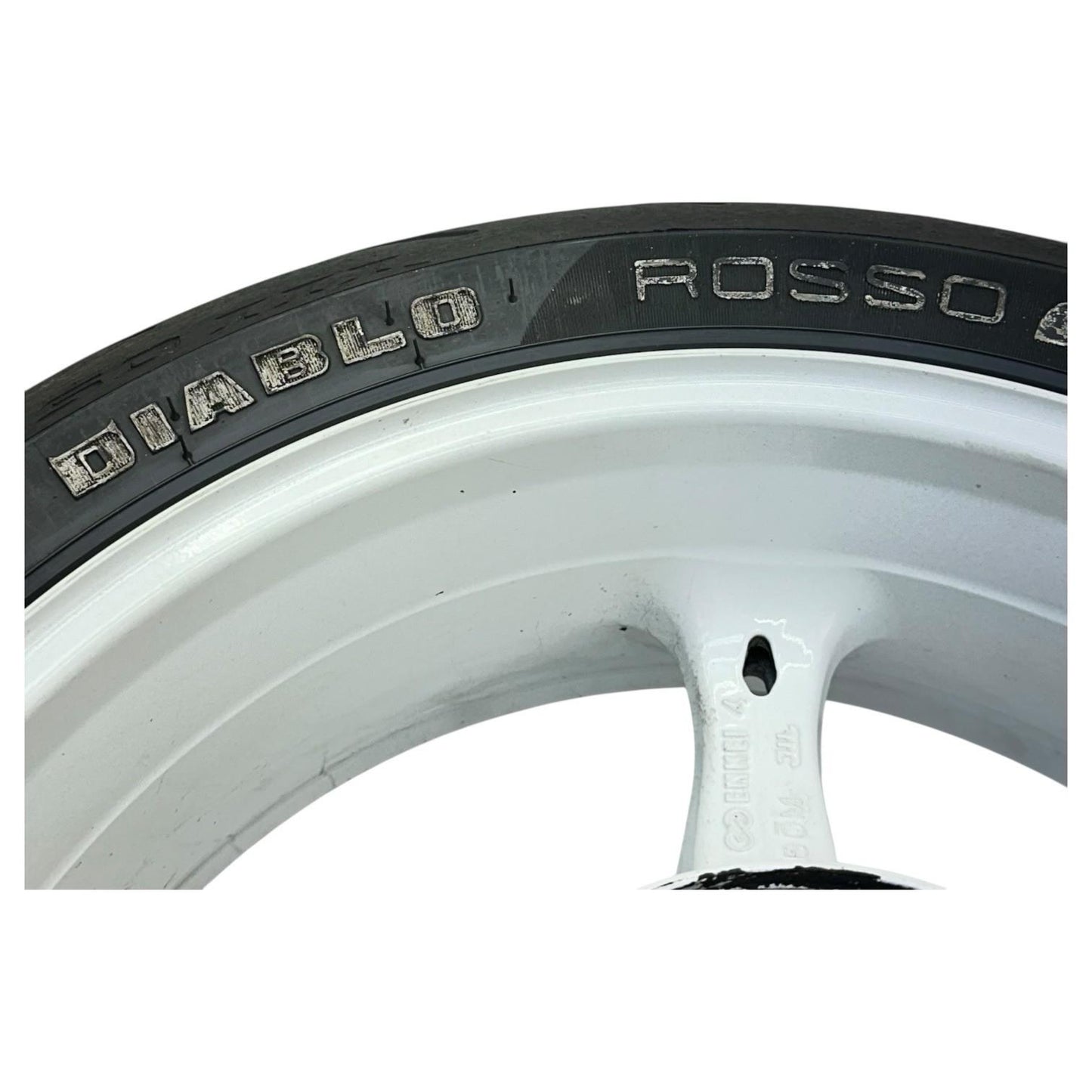 2007 2008 SUZUKI GSXR 1000 REAR WHEEL BACK RIM TIRE RUBBER HUB WHITE STOCK OEM