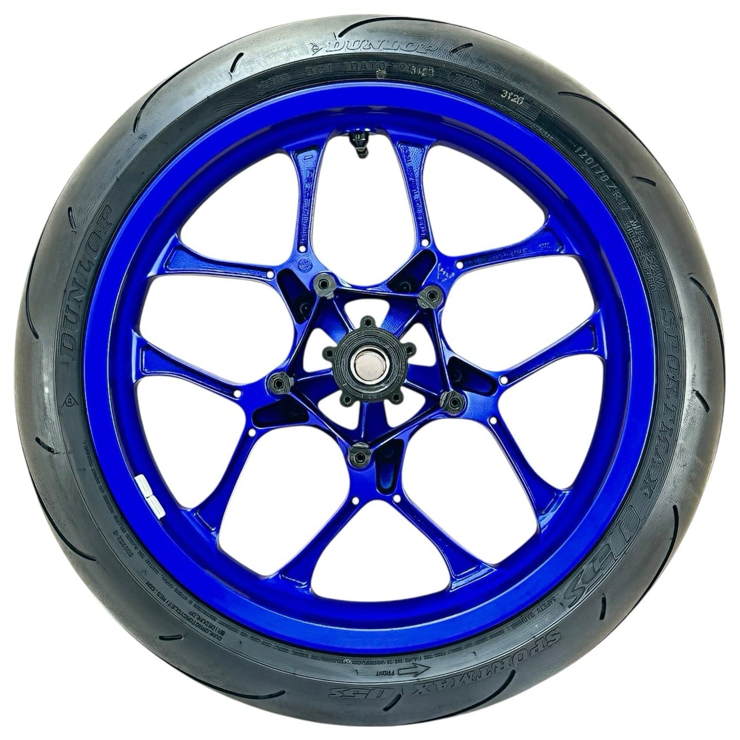 2015 - 2019 YAMAHA YZF R1 FRONT WHEEL RIM TIRE RUBBER BLUE STOCK OEM