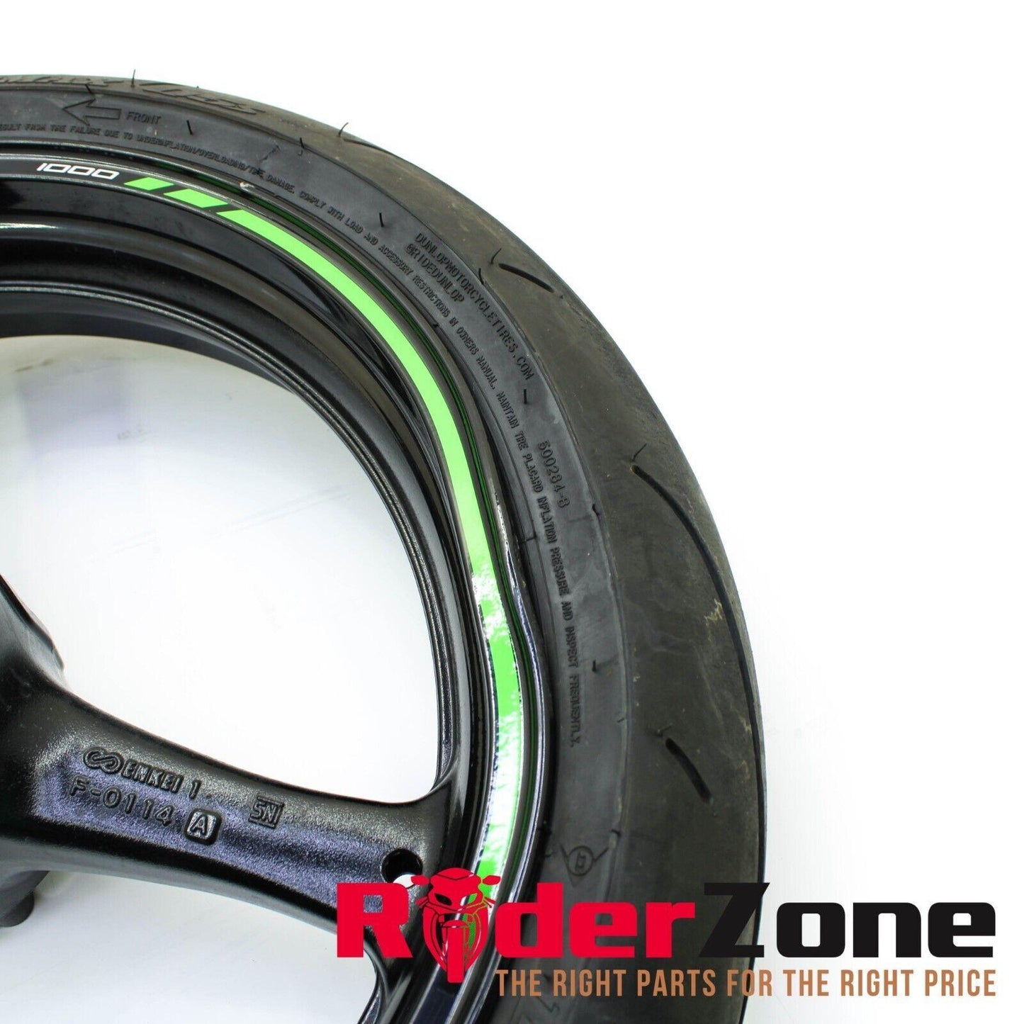 2016 - 2019 KAWASAKI NINJA ZX10R FRONT WHEEL RIM BLACK DUNLOP TIRE ** BENT **