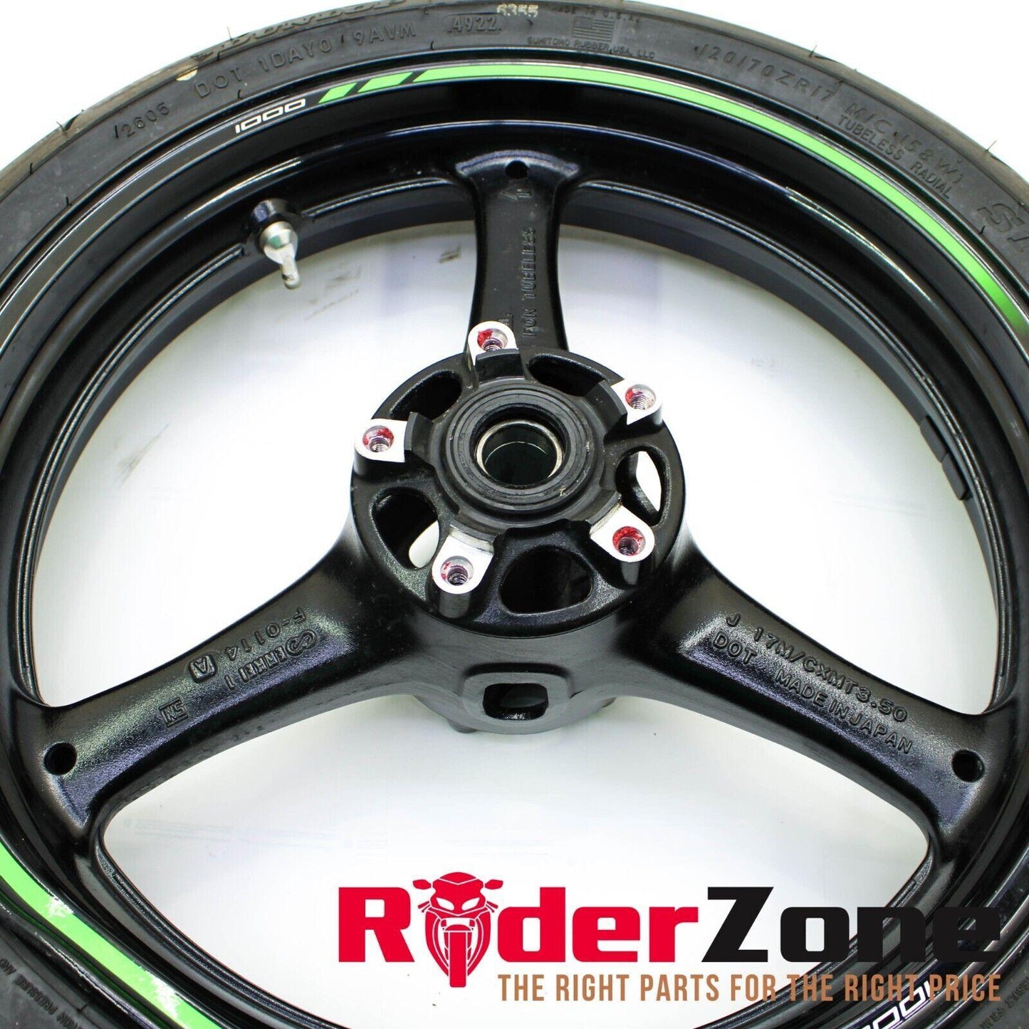 2016 - 2019 KAWASAKI NINJA ZX10R FRONT WHEEL RIM BLACK DUNLOP TIRE ** BENT **
