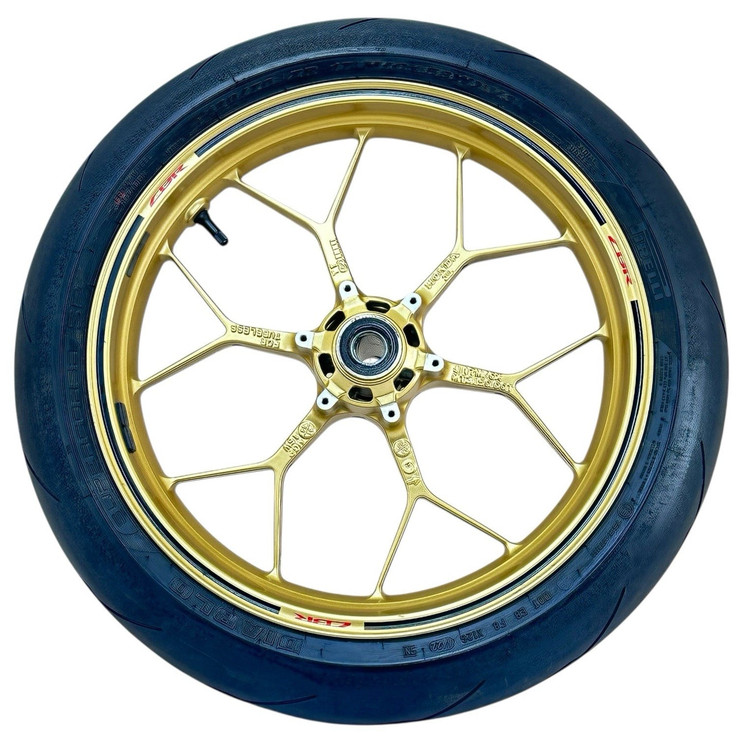 2014 - 2016 HONDA CBR1000RR SP FRONT WHEEL RIM TIRE RUBBER YELLOW STOCK OEM