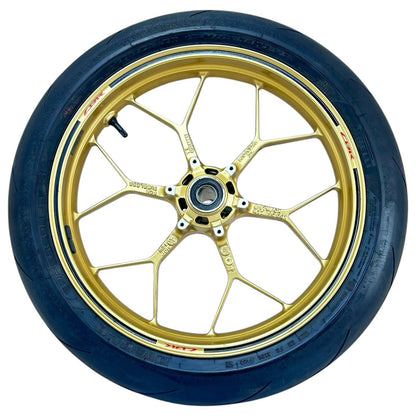 2014 - 2016 HONDA CBR1000RR SP FRONT WHEEL RIM TIRE RUBBER YELLOW STOCK OEM