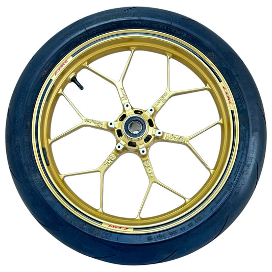 2014 - 2016 HONDA CBR1000RR SP FRONT WHEEL RIM TIRE RUBBER YELLOW STOCK OEM