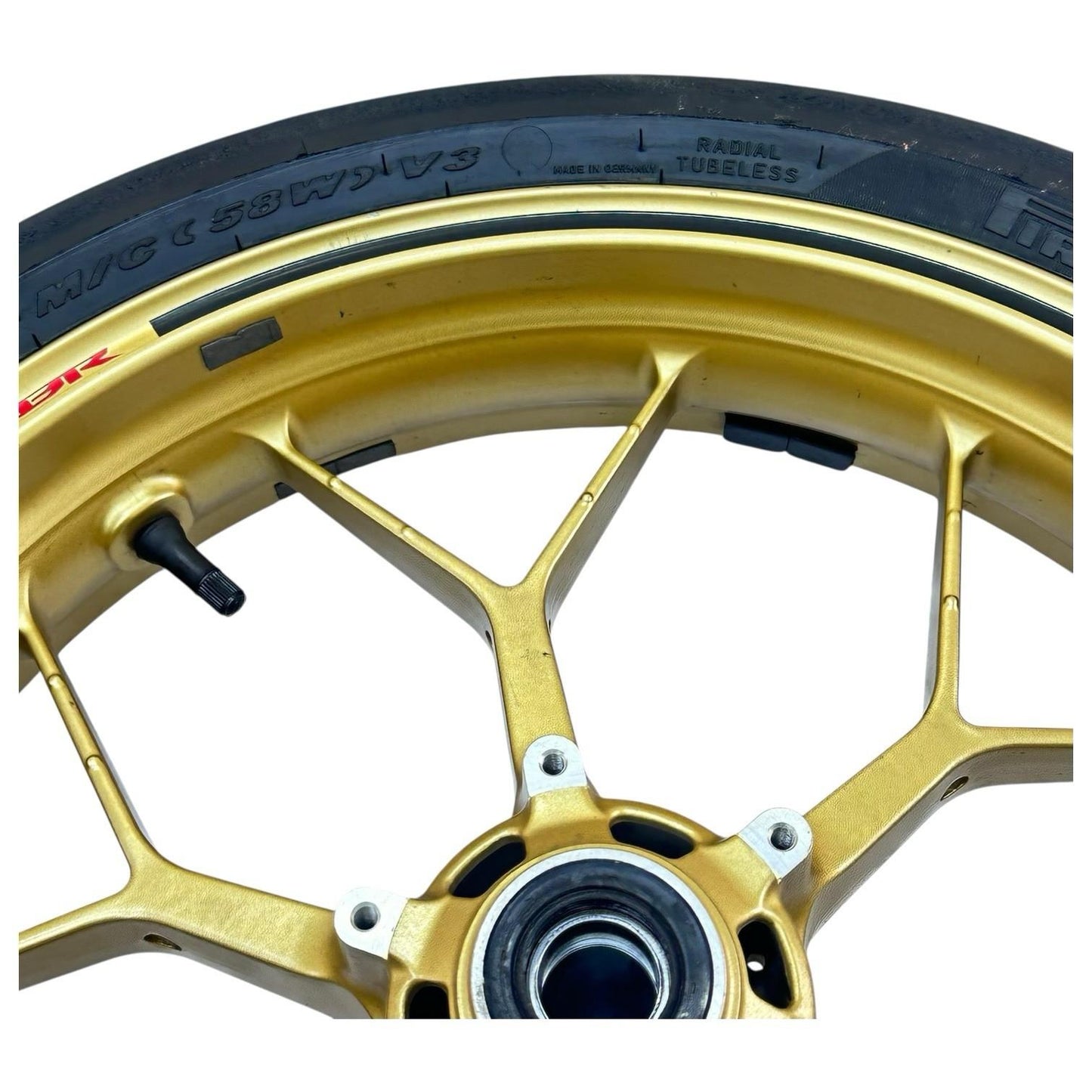 2014 - 2016 HONDA CBR1000RR SP FRONT WHEEL RIM TIRE RUBBER YELLOW STOCK OEM