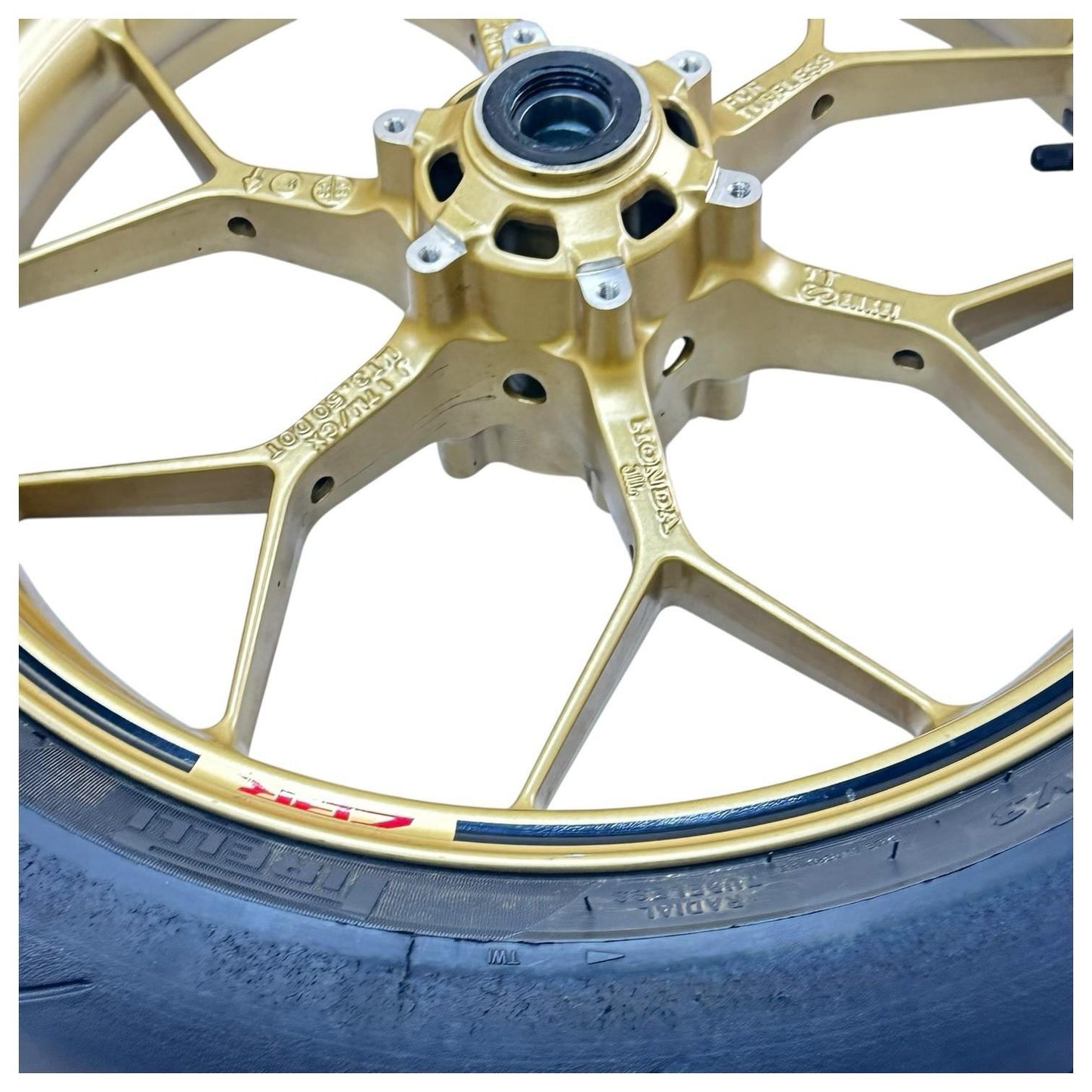 2014 - 2016 HONDA CBR1000RR SP FRONT WHEEL RIM TIRE RUBBER YELLOW STOCK OEM