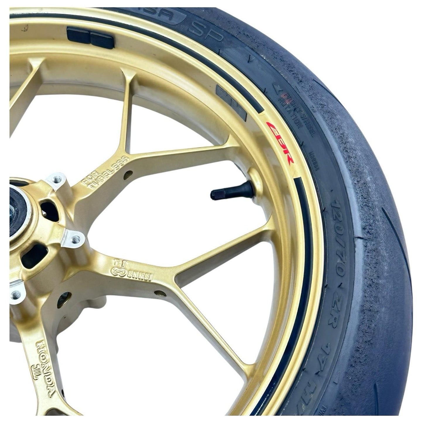 2014 - 2016 HONDA CBR1000RR SP FRONT WHEEL RIM TIRE RUBBER YELLOW STOCK OEM