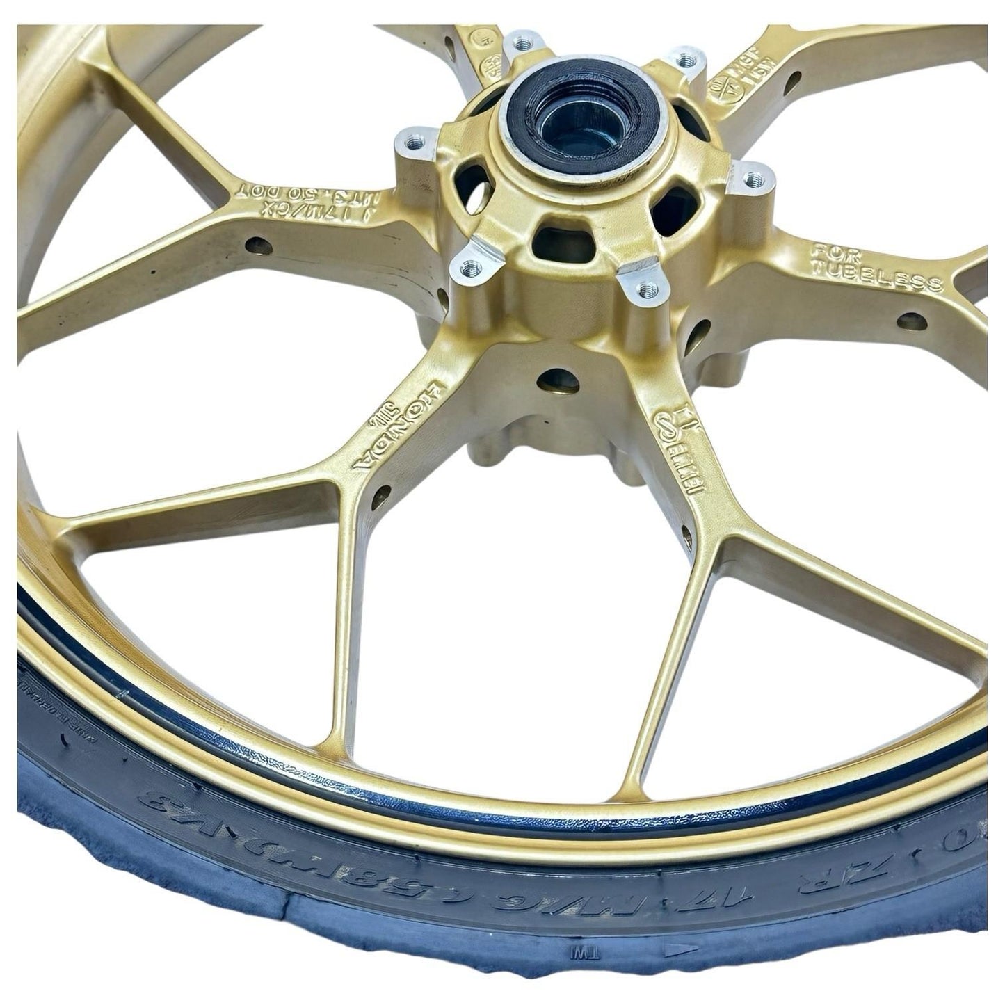 2014 - 2016 HONDA CBR1000RR SP FRONT WHEEL RIM TIRE RUBBER YELLOW STOCK OEM