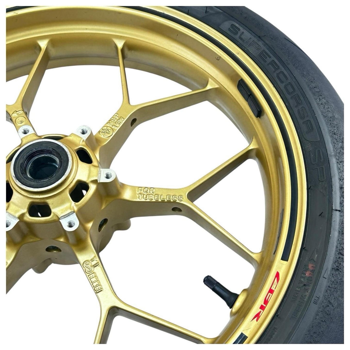 2014 - 2016 HONDA CBR1000RR SP FRONT WHEEL RIM TIRE RUBBER YELLOW STOCK OEM