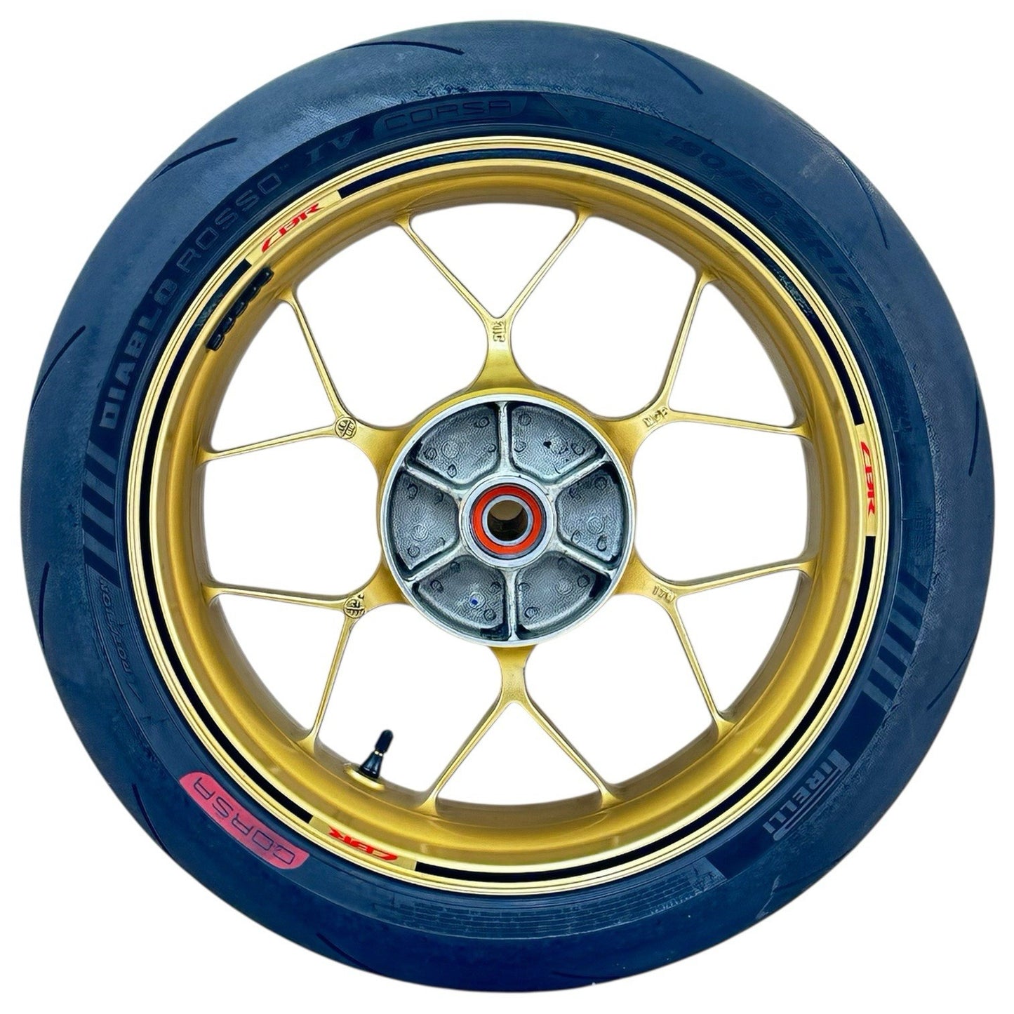 2014 - 2016 HONDA CBR1000RR SP REAR WHEEL BACK RIM TIRE RUBBER HUB YELLOW STOCK