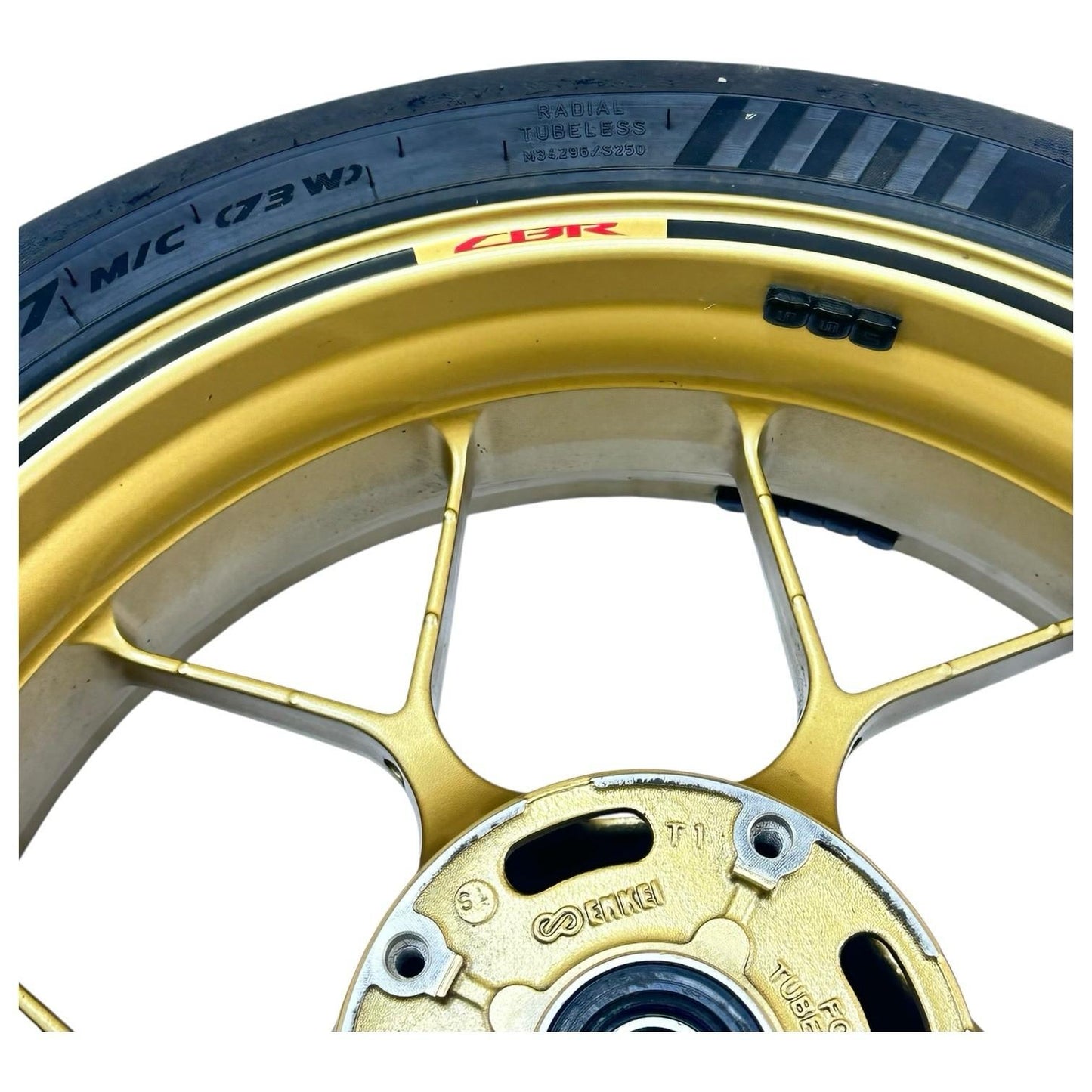 2014 - 2016 HONDA CBR1000RR SP REAR WHEEL BACK RIM TIRE RUBBER HUB YELLOW STOCK