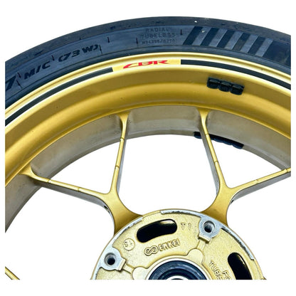 2014 - 2016 HONDA CBR1000RR SP REAR WHEEL BACK RIM TIRE RUBBER HUB YELLOW STOCK
