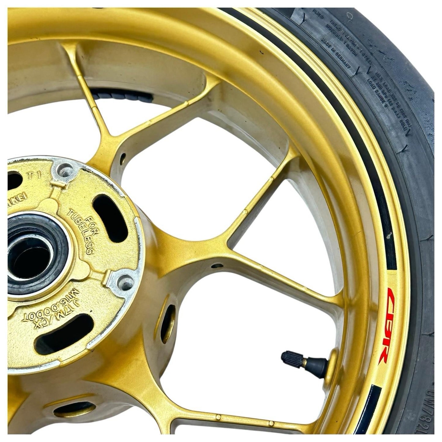 2014 - 2016 HONDA CBR1000RR SP REAR WHEEL BACK RIM TIRE RUBBER HUB YELLOW STOCK