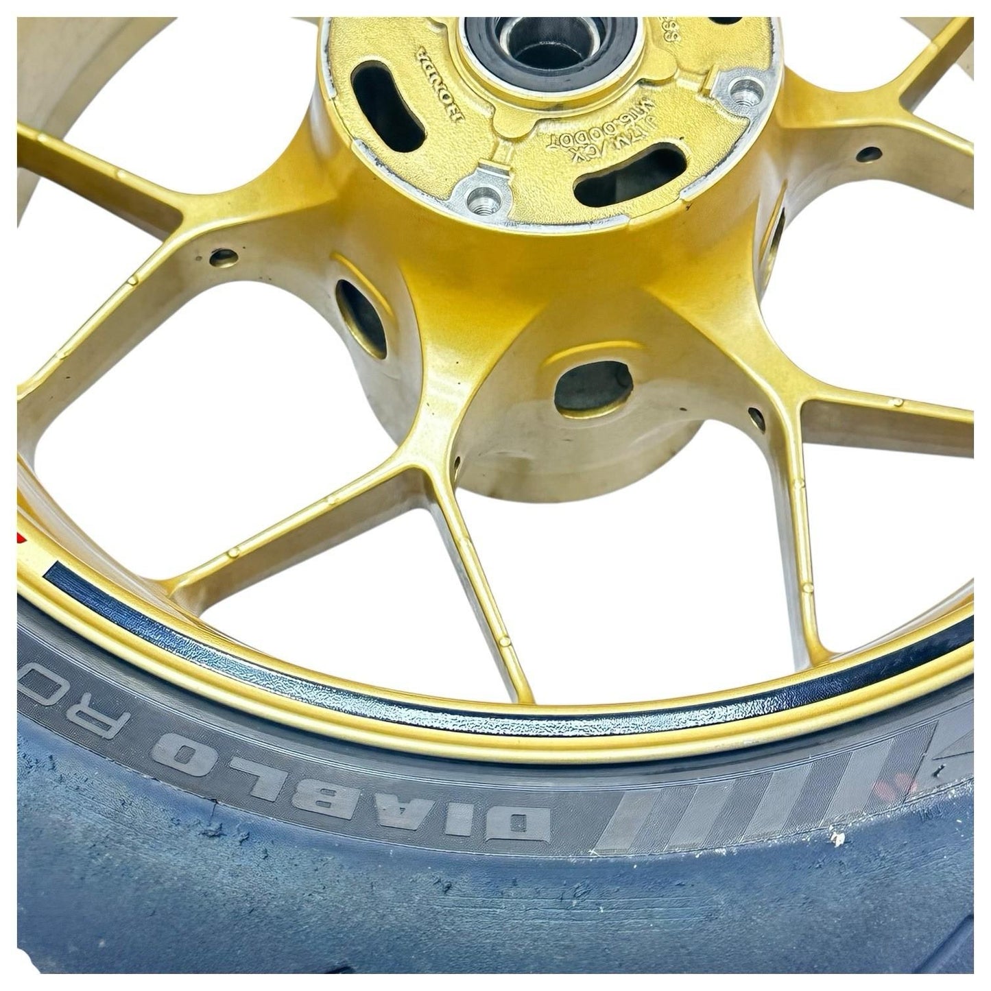 2014 - 2016 HONDA CBR1000RR SP REAR WHEEL BACK RIM TIRE RUBBER HUB YELLOW STOCK