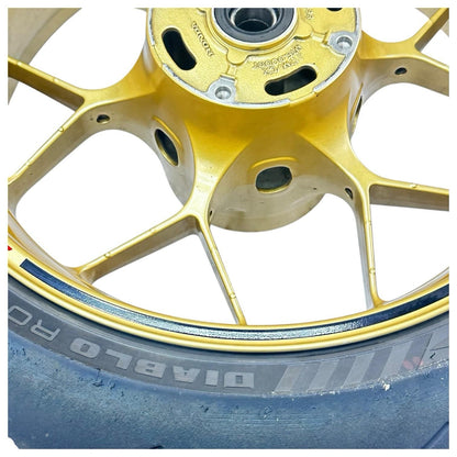 2014 - 2016 HONDA CBR1000RR SP REAR WHEEL BACK RIM TIRE RUBBER HUB YELLOW STOCK