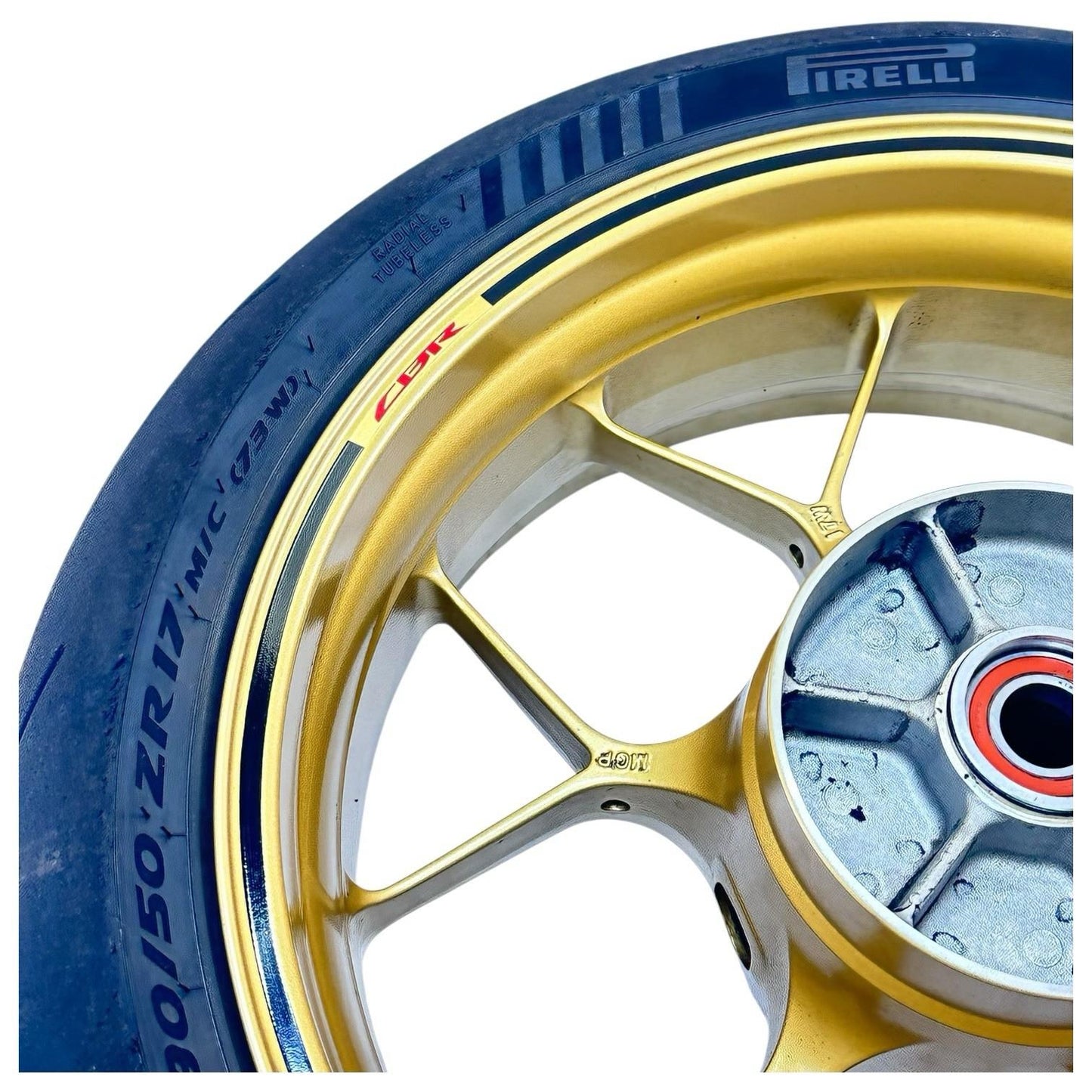 2014 - 2016 HONDA CBR1000RR SP REAR WHEEL BACK RIM TIRE RUBBER HUB YELLOW STOCK