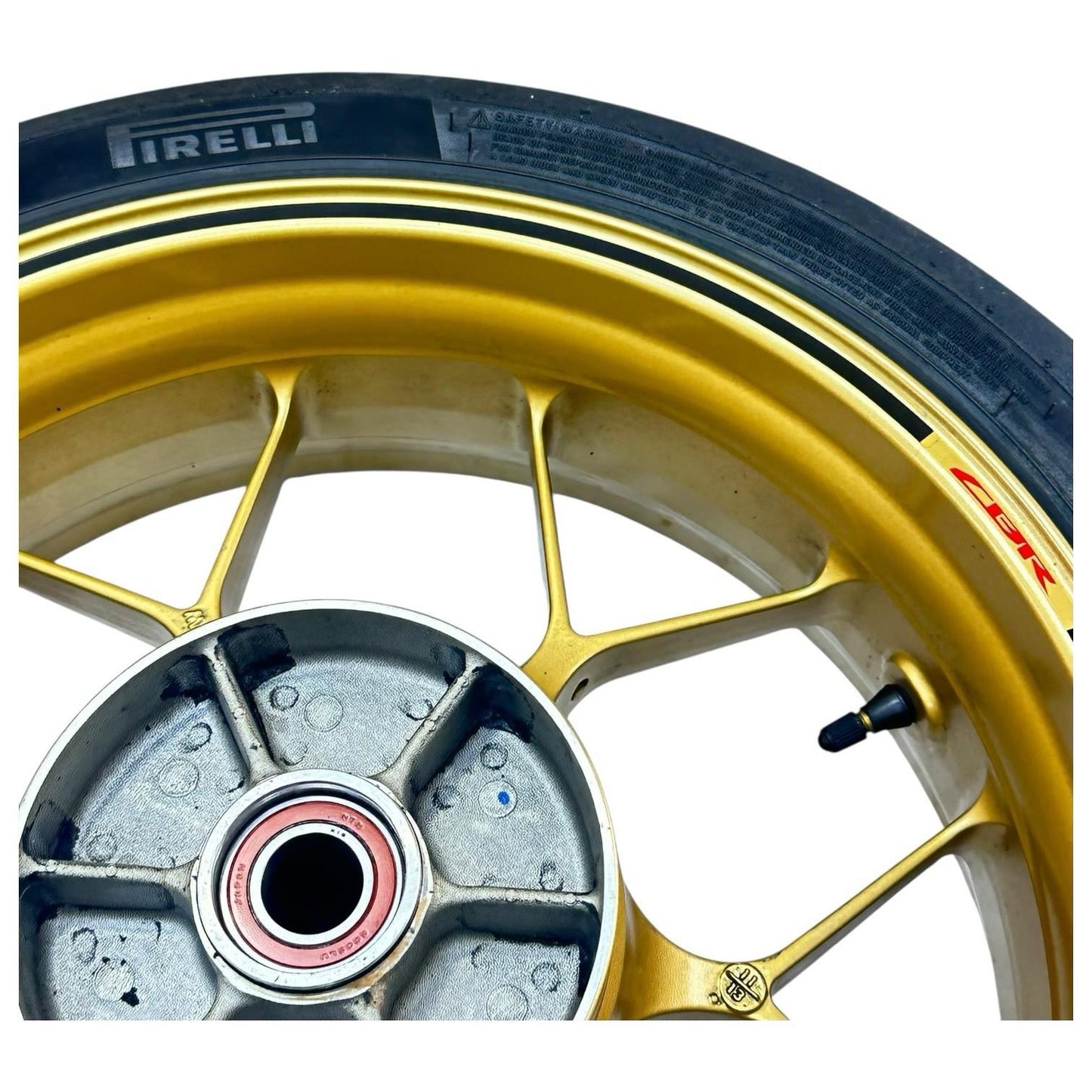 2014 - 2016 HONDA CBR1000RR SP REAR WHEEL BACK RIM TIRE RUBBER HUB YELLOW STOCK