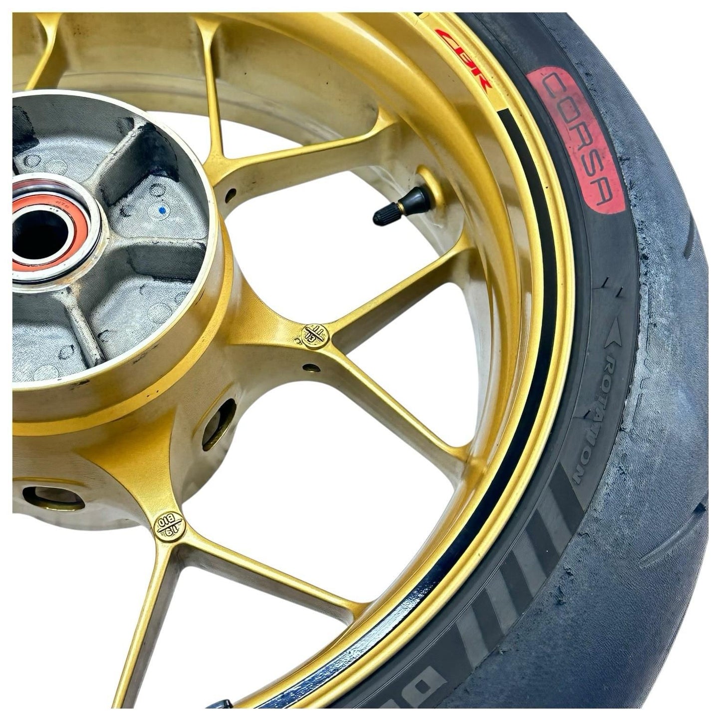 2014 - 2016 HONDA CBR1000RR SP REAR WHEEL BACK RIM TIRE RUBBER HUB YELLOW STOCK