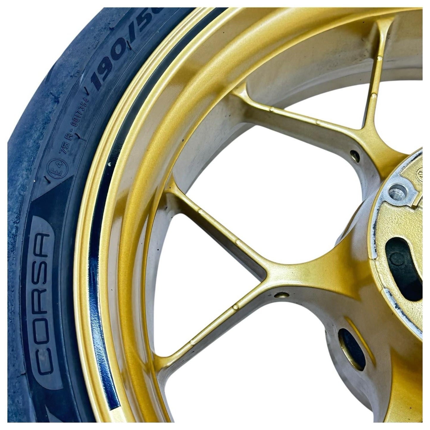 2014 - 2016 HONDA CBR1000RR SP REAR WHEEL BACK RIM TIRE RUBBER HUB YELLOW STOCK