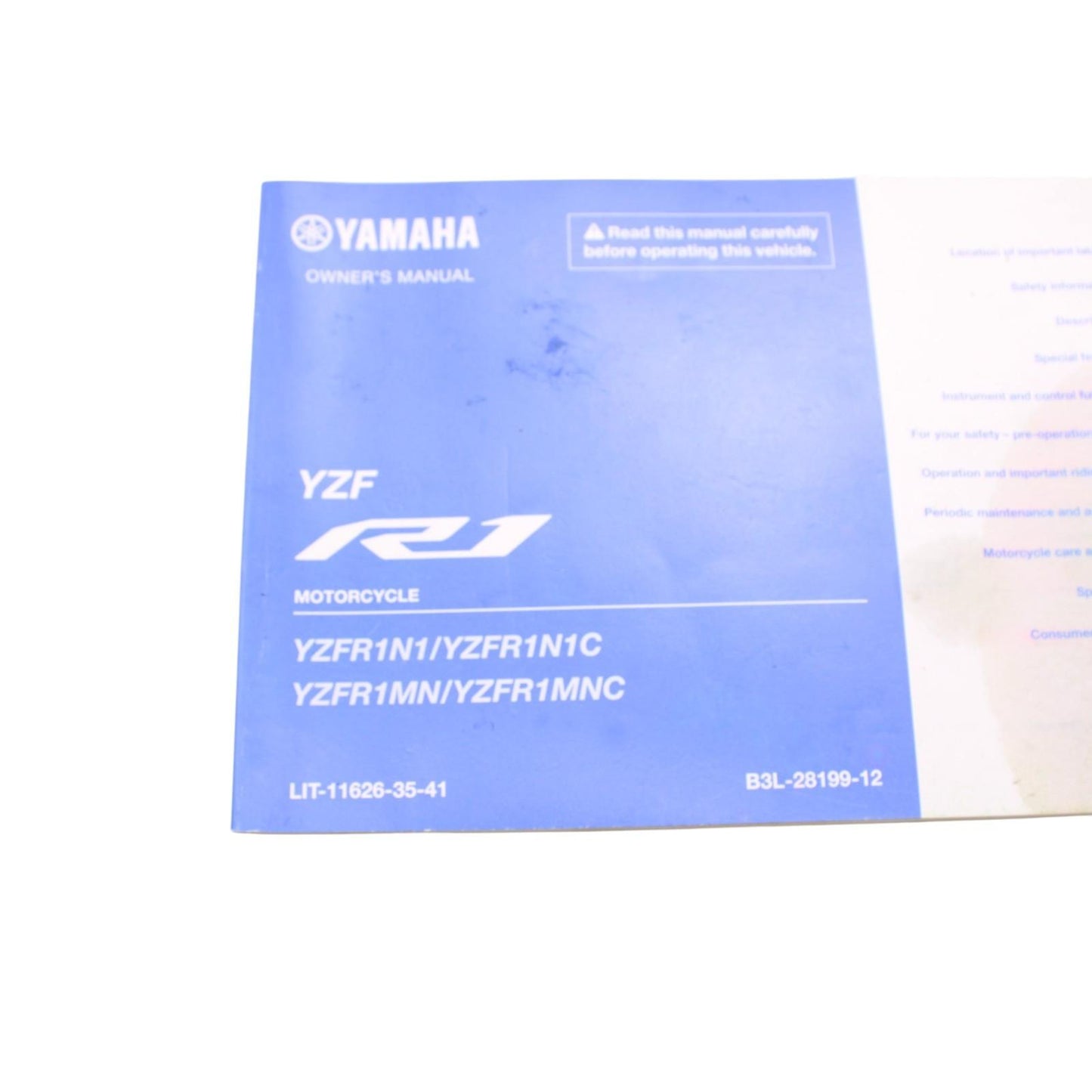 2020 - 2024 YAMAHA YZF R1 OWNER'S MANUAL INSTRUCTIONS BOOK STOCK LIT-11626-36-49