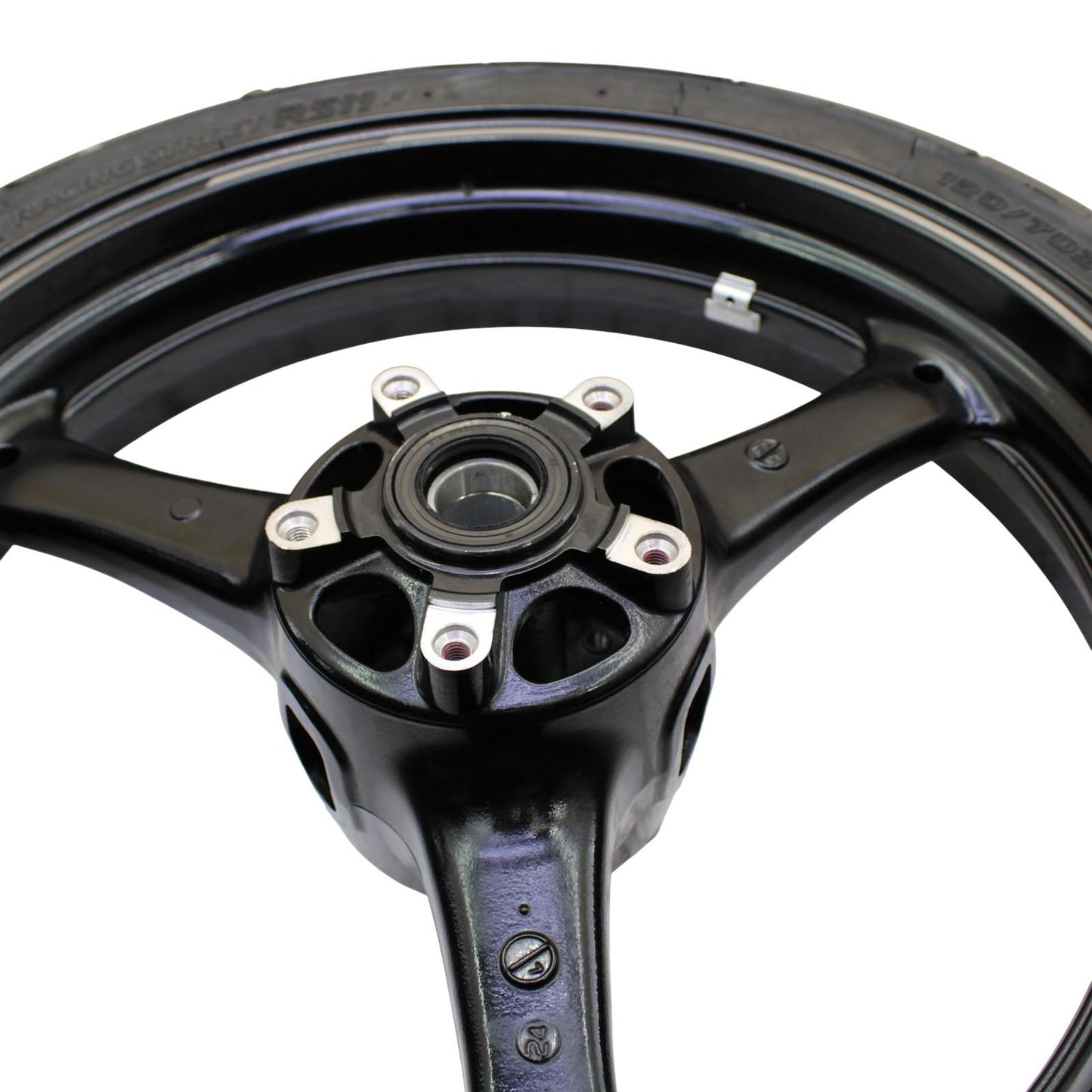 2021 - 2025 KAWASAKI NINJA ZX10R FRONT WHEEL RIM TIRE RUBBER BLACK STOCK OEM