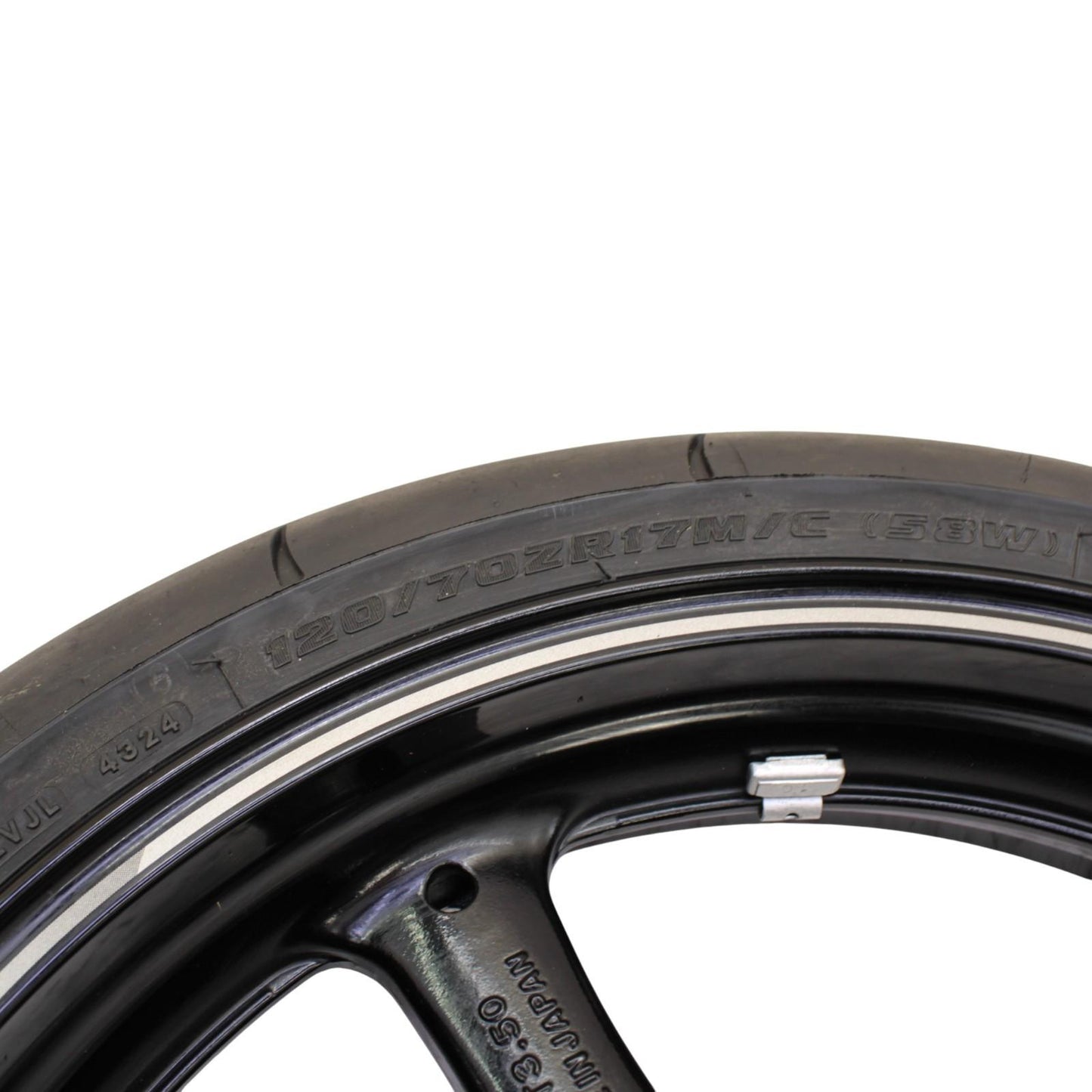 2021 - 2025 KAWASAKI NINJA ZX10R FRONT WHEEL RIM TIRE RUBBER BLACK STOCK OEM