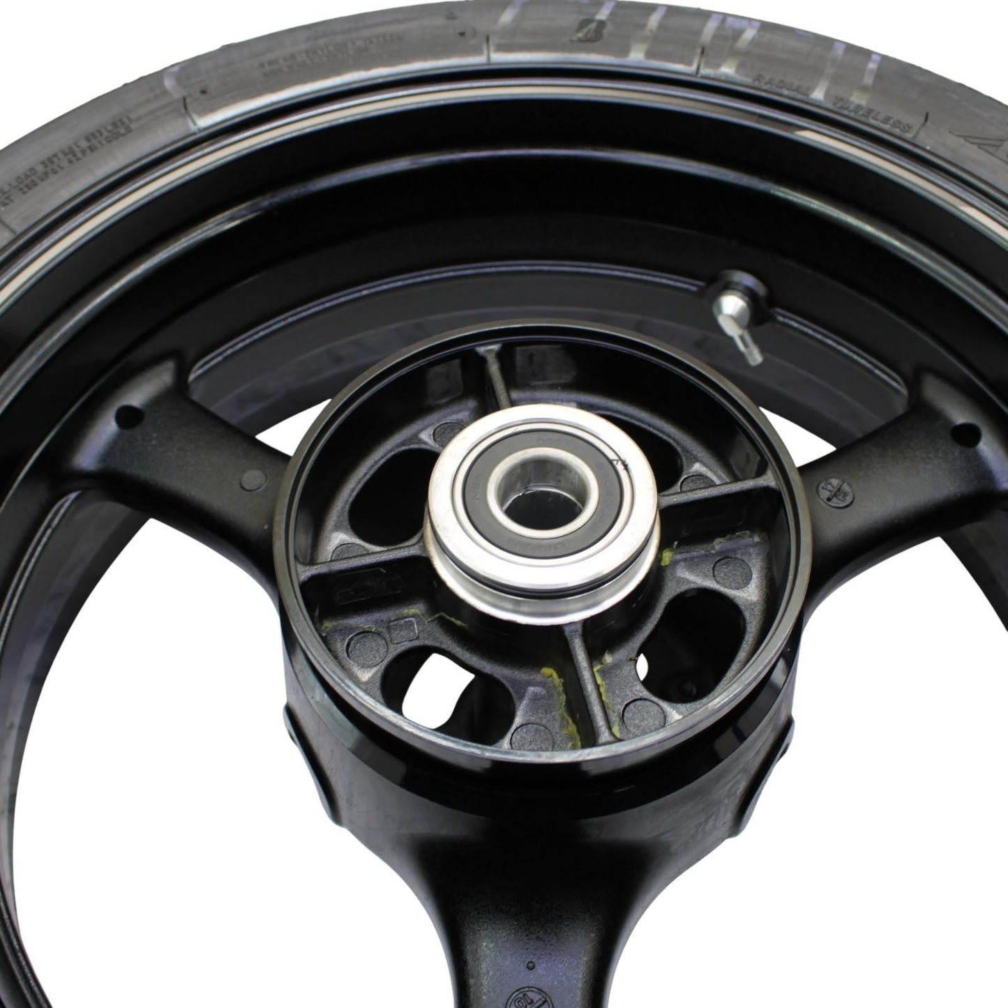 2021 - 2025 KAWASAKI NINJA ZX10R REAR WHEEL BACK RIM TIRE RUBBER HUB BLACK STOCK