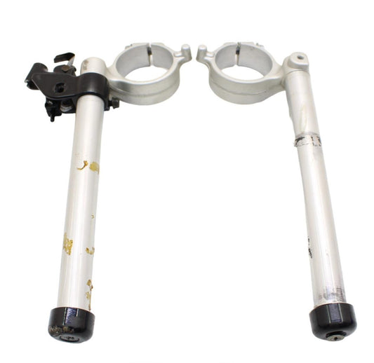 2005 2006 SUZUKI GSXR 1000 HANDLEBAR SET CLIP ON LEFT RIGHT PAIR SILVER STRAIGHT