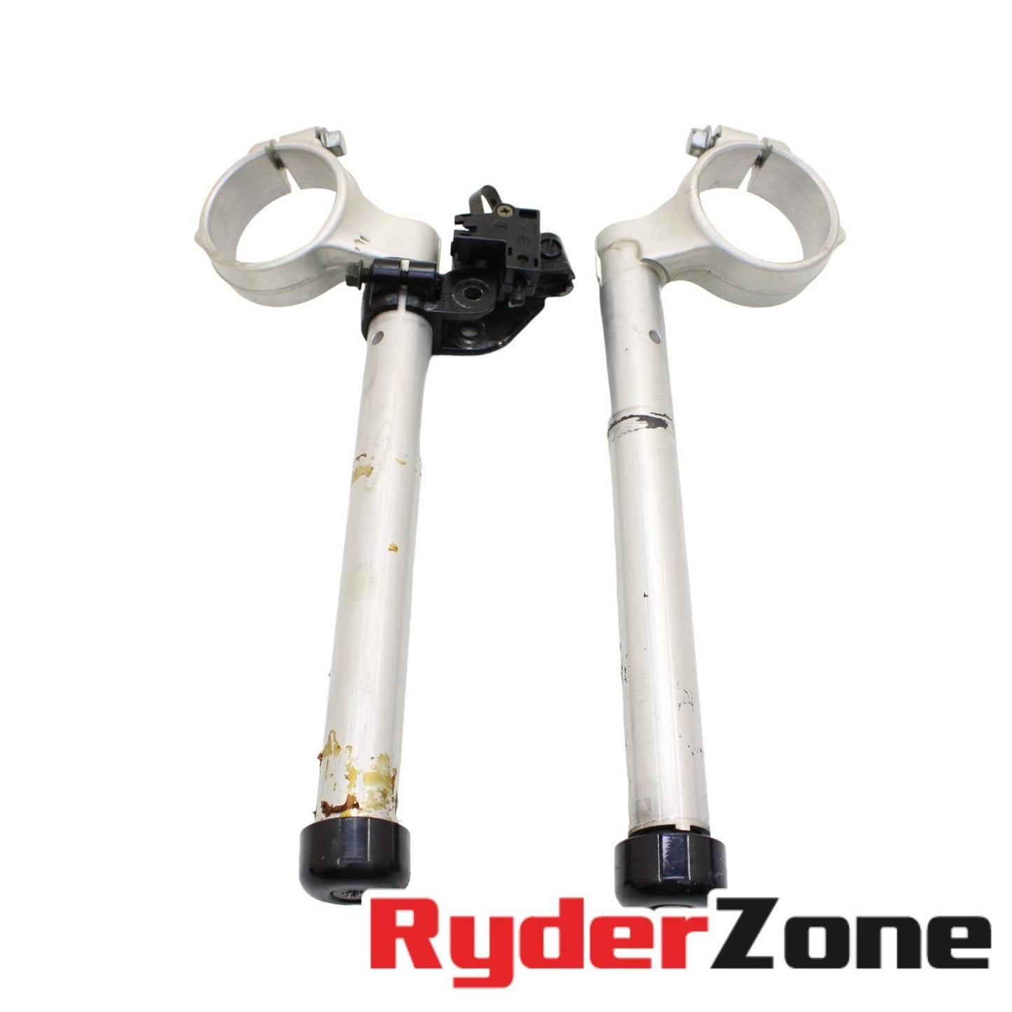 2005 2006 SUZUKI GSXR 1000 HANDLEBAR SET CLIP ON LEFT RIGHT PAIR SILVER STRAIGHT