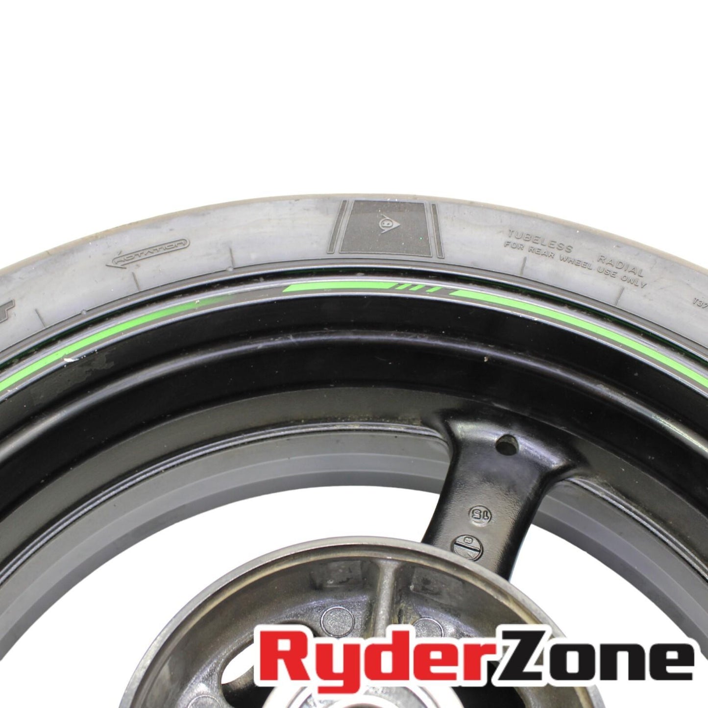 2016 - 2020 KAWASAKI NINJA ZX10R REAR WHEEL RIM BLACK DUNLOP TIRE STRAIGHT