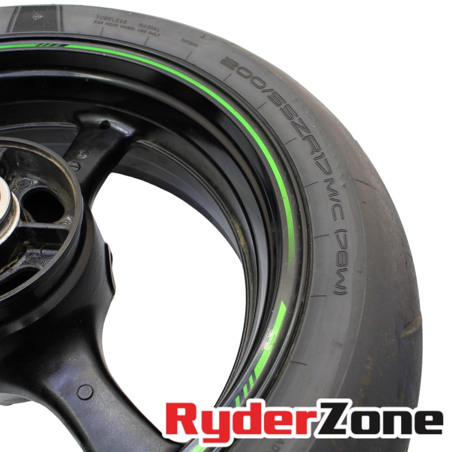 2016 - 2020 KAWASAKI NINJA ZX10R REAR WHEEL RIM BLACK DUNLOP TIRE STRAIGHT
