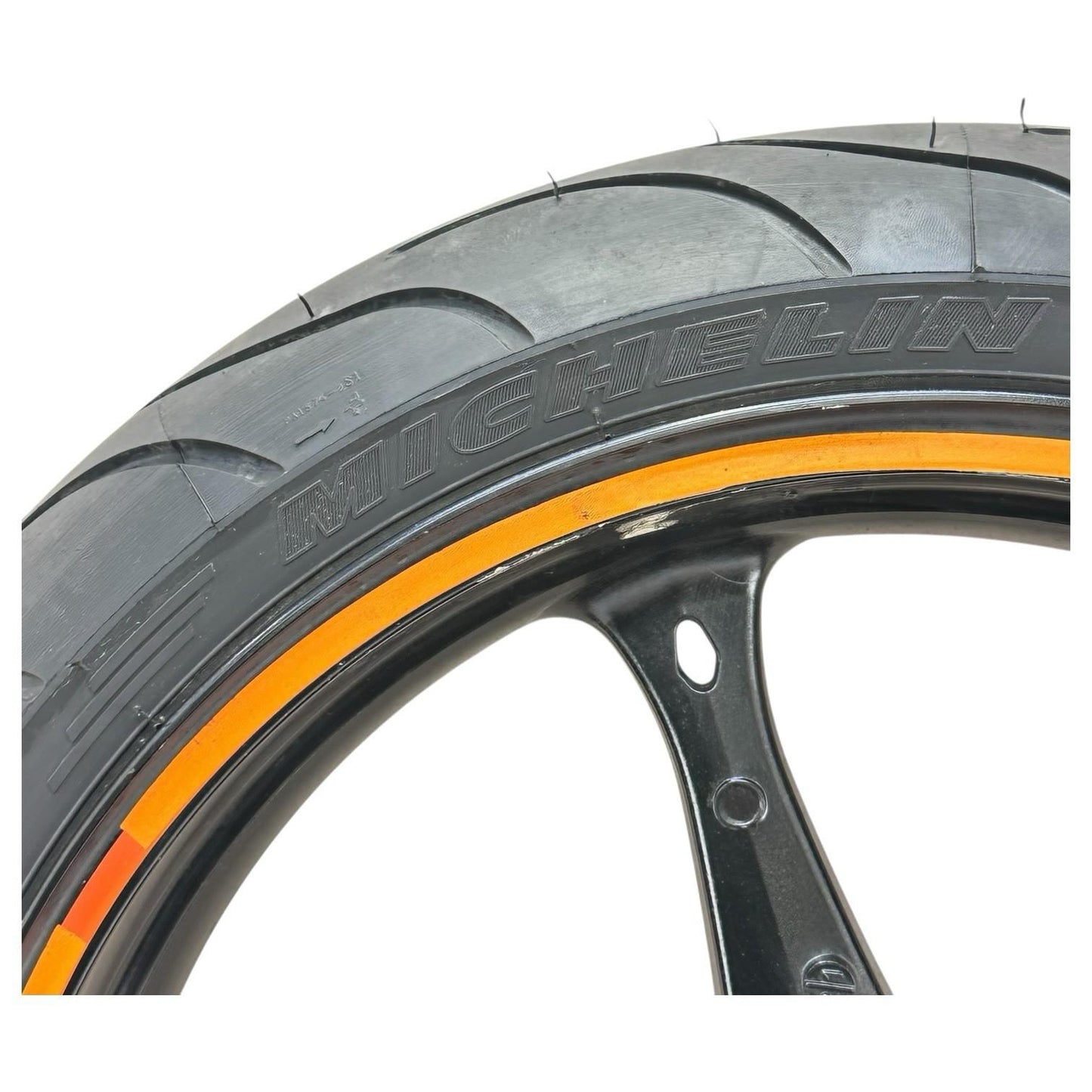 2007 2008 SUZUKI GSXR 1000 FRONT WHEEL RIM TIRE RUBBER BLACK ORANGE STOCK OEM