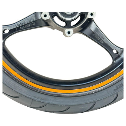 2007 2008 SUZUKI GSXR 1000 FRONT WHEEL RIM TIRE RUBBER BLACK ORANGE STOCK OEM