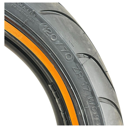 2007 2008 SUZUKI GSXR 1000 FRONT WHEEL RIM TIRE RUBBER BLACK ORANGE STOCK OEM