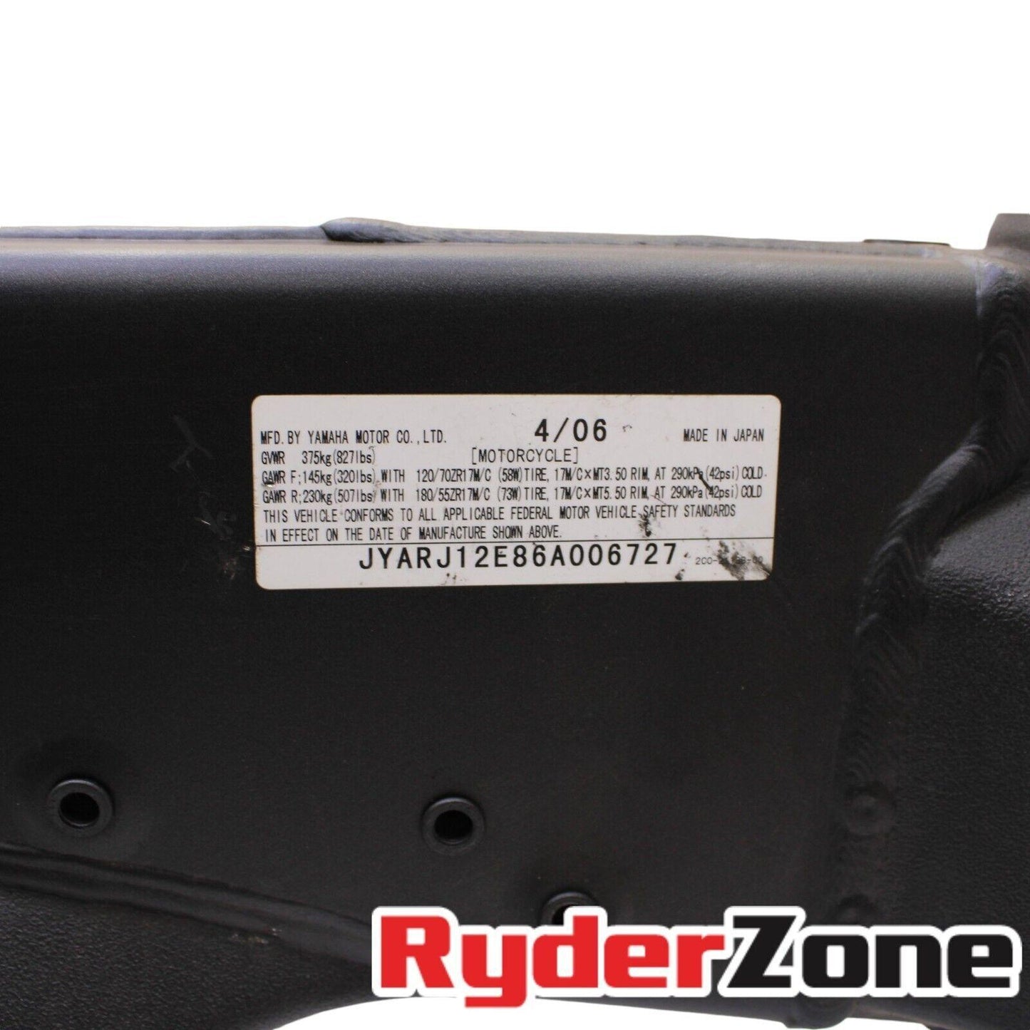 2006 2007 YAMAHA YZF R6 FRAME CHASSIS STRAIGHT BLACK MAIN STRAIGHT STOCK