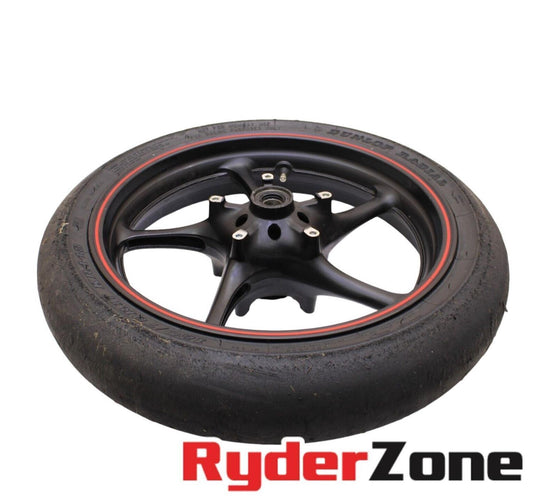 2003 - 2016 YAMAHA YZF R6 FRONT WHEEL STRAIGHT RIM BLACK TRACK TIRE DUNLOP