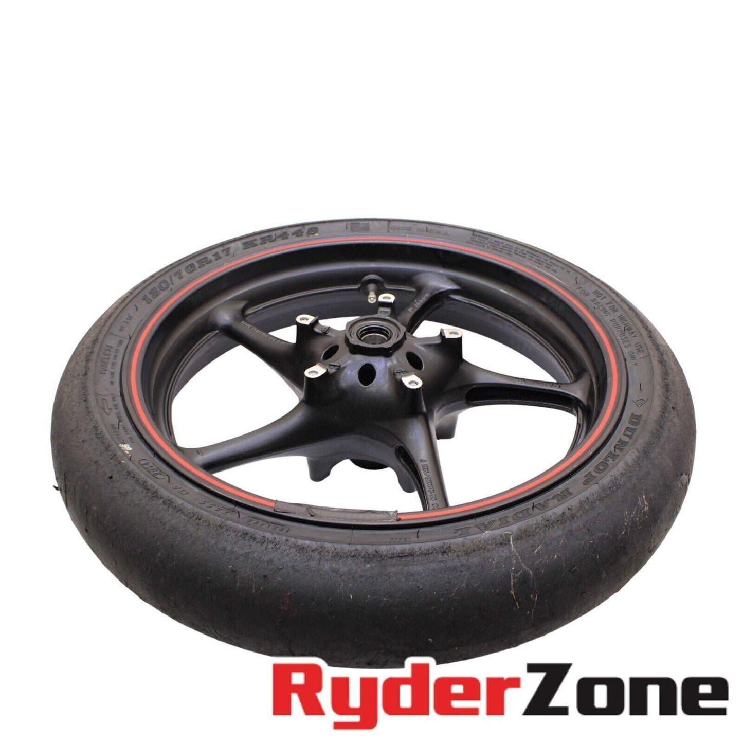 2003 - 2016 YAMAHA YZF R6 FRONT WHEEL STRAIGHT RIM BLACK TRACK TIRE DUNLOP