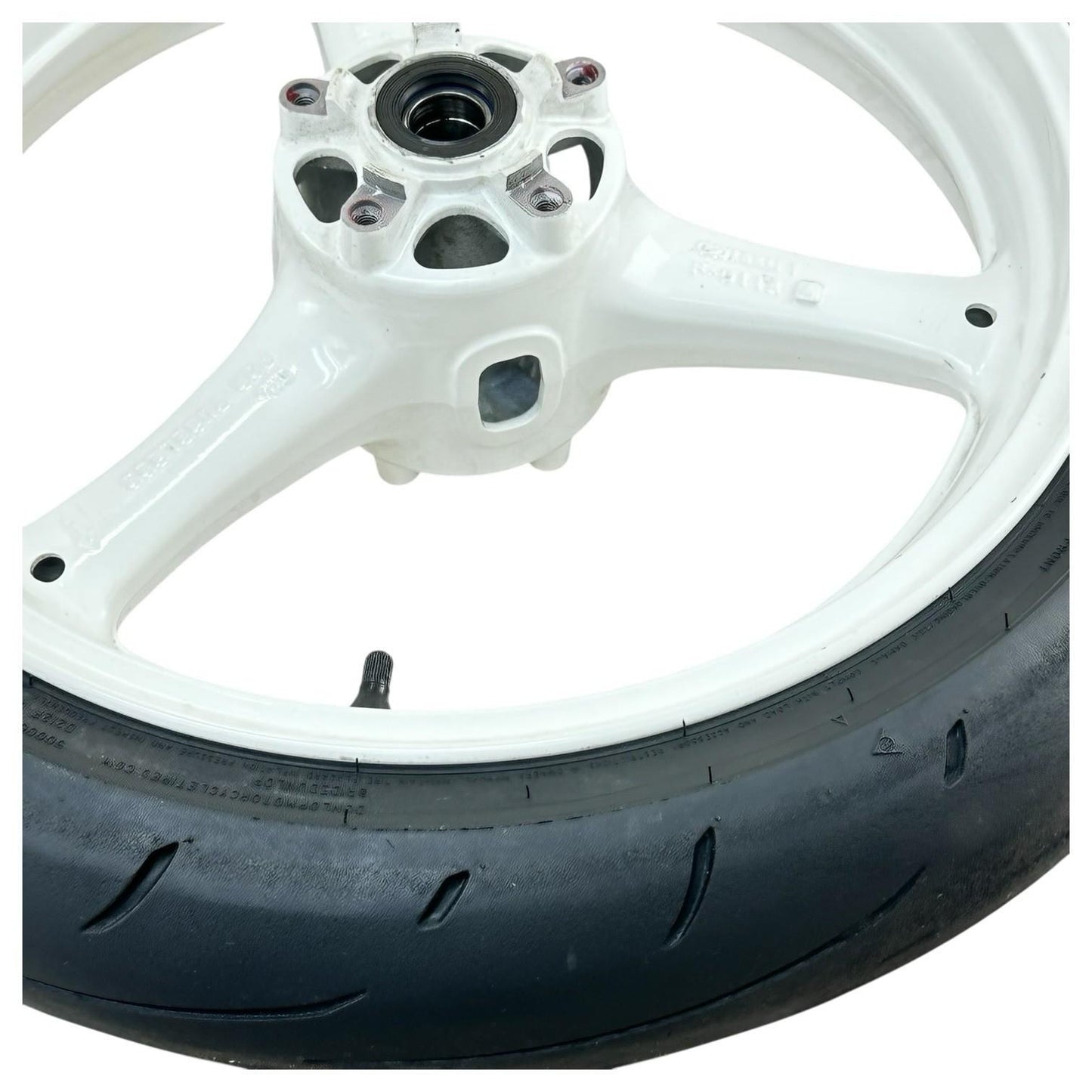 2016 - 2020 KAWASAKI NINJA ZX10R FRONT WHEEL RIM TIRE RUBBER WHITE STOCK OEM