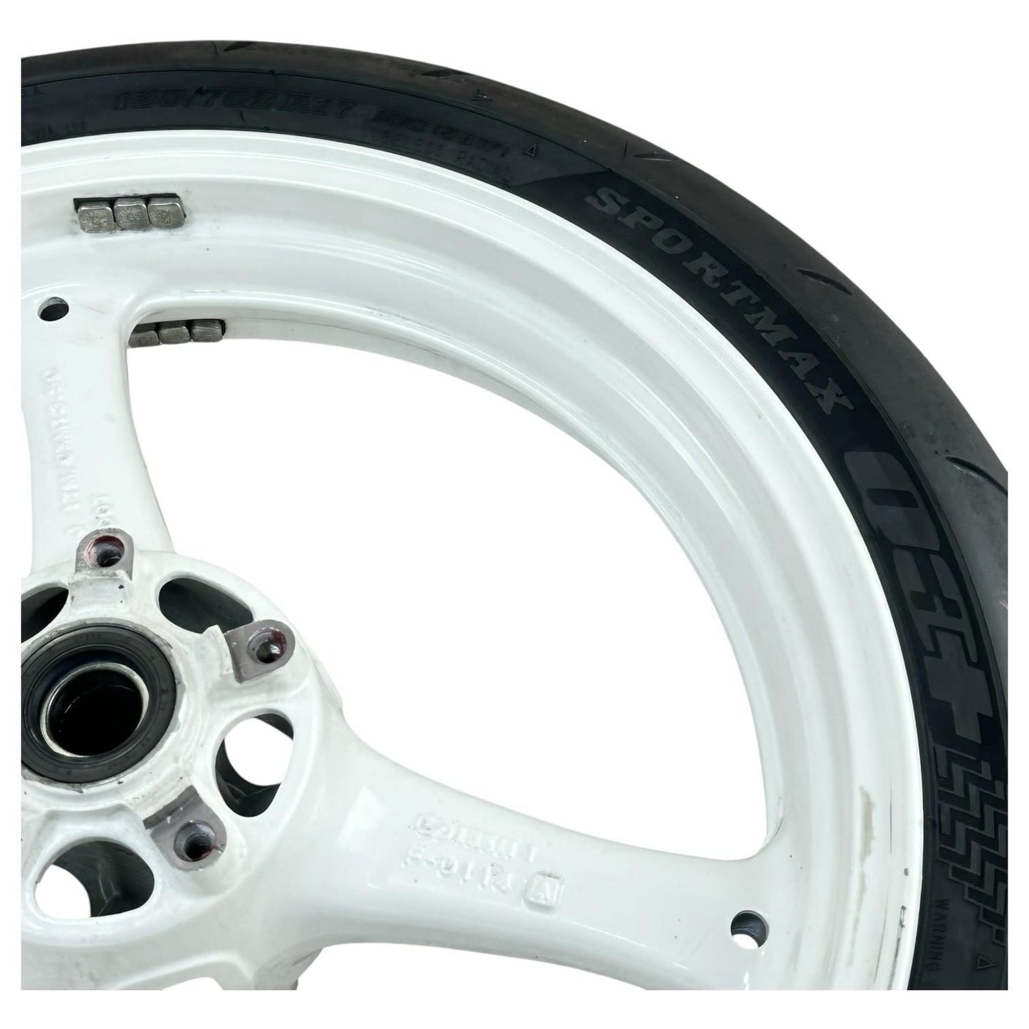 2016 - 2020 KAWASAKI NINJA ZX10R FRONT WHEEL RIM TIRE RUBBER WHITE STOCK OEM